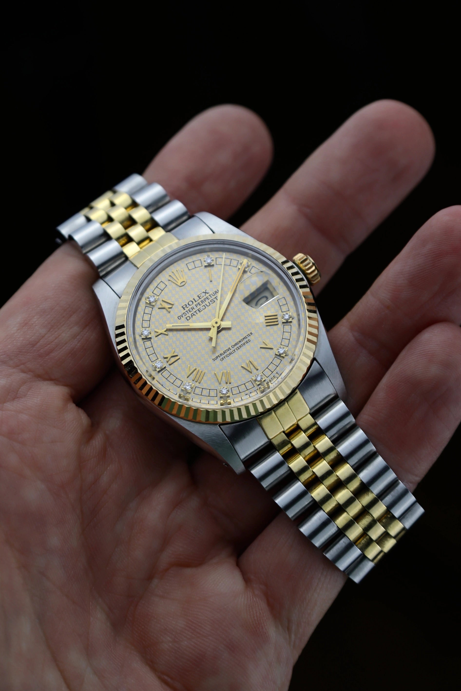 1985 Rolex Datejust 16013 Houndstooth Dial Box + Papers
