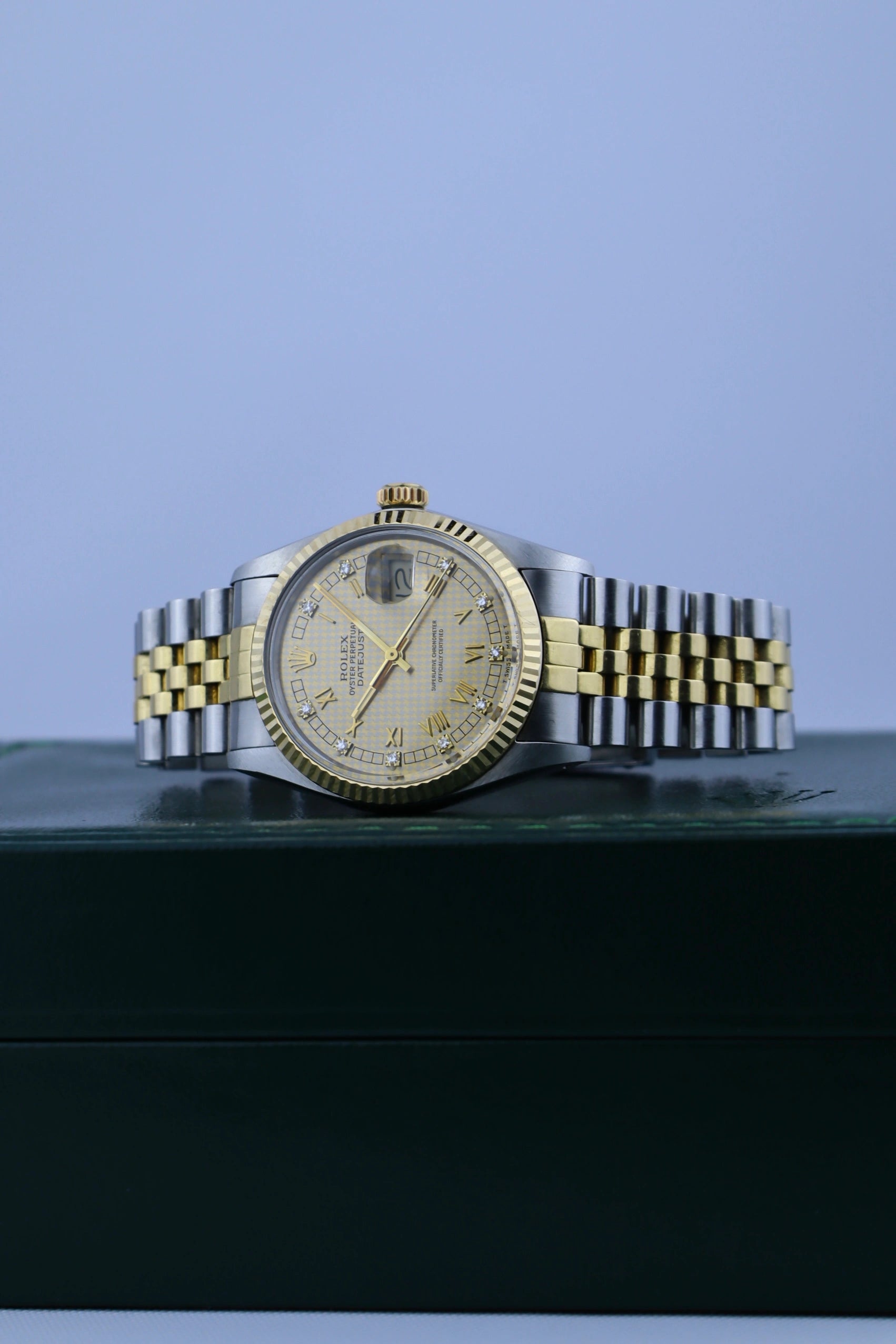 1985 Rolex Datejust 16013 Houndstooth Dial Box + Papers
