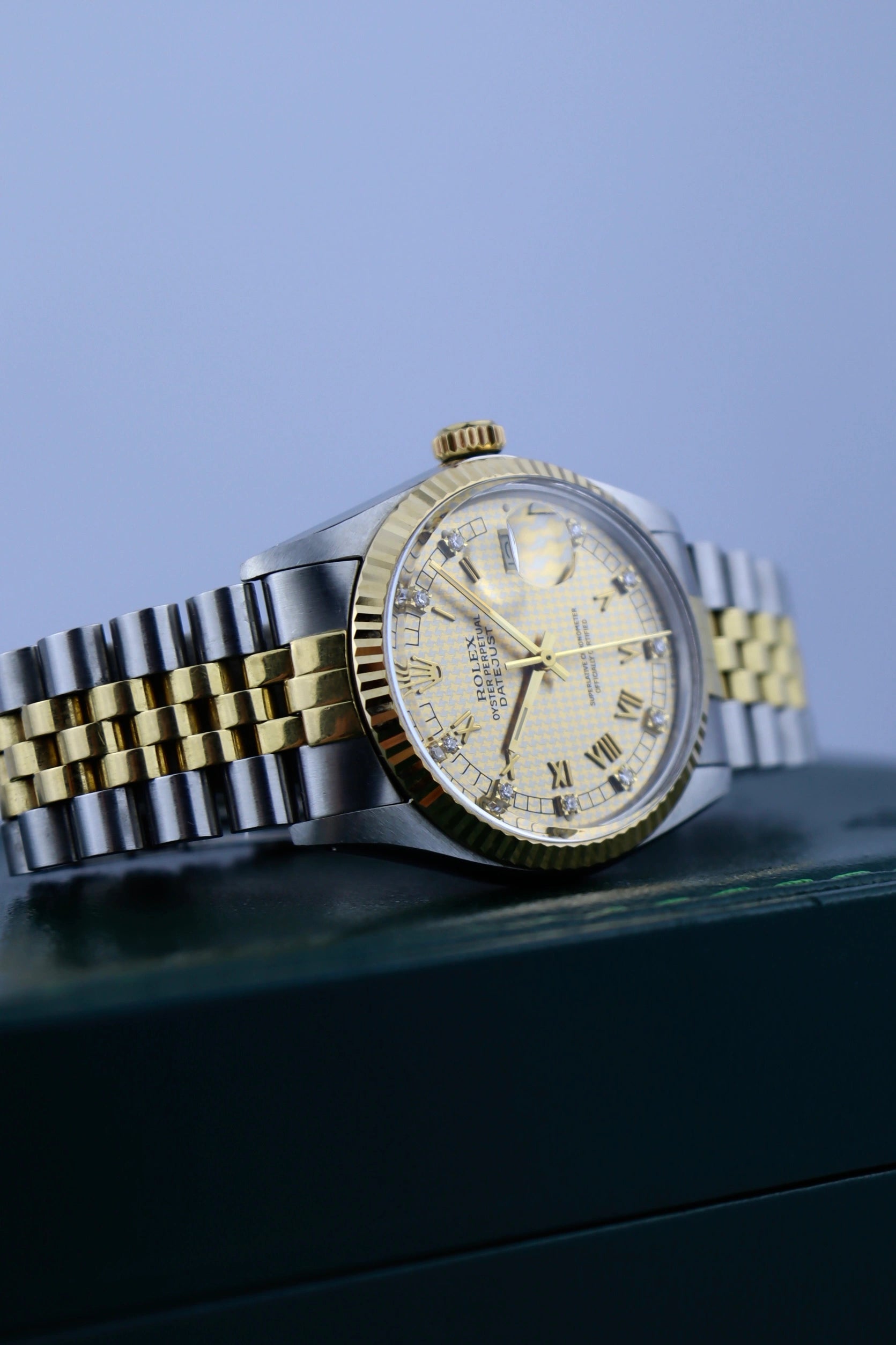 1985 Rolex Datejust 16013 Houndstooth Dial Box + Papers
