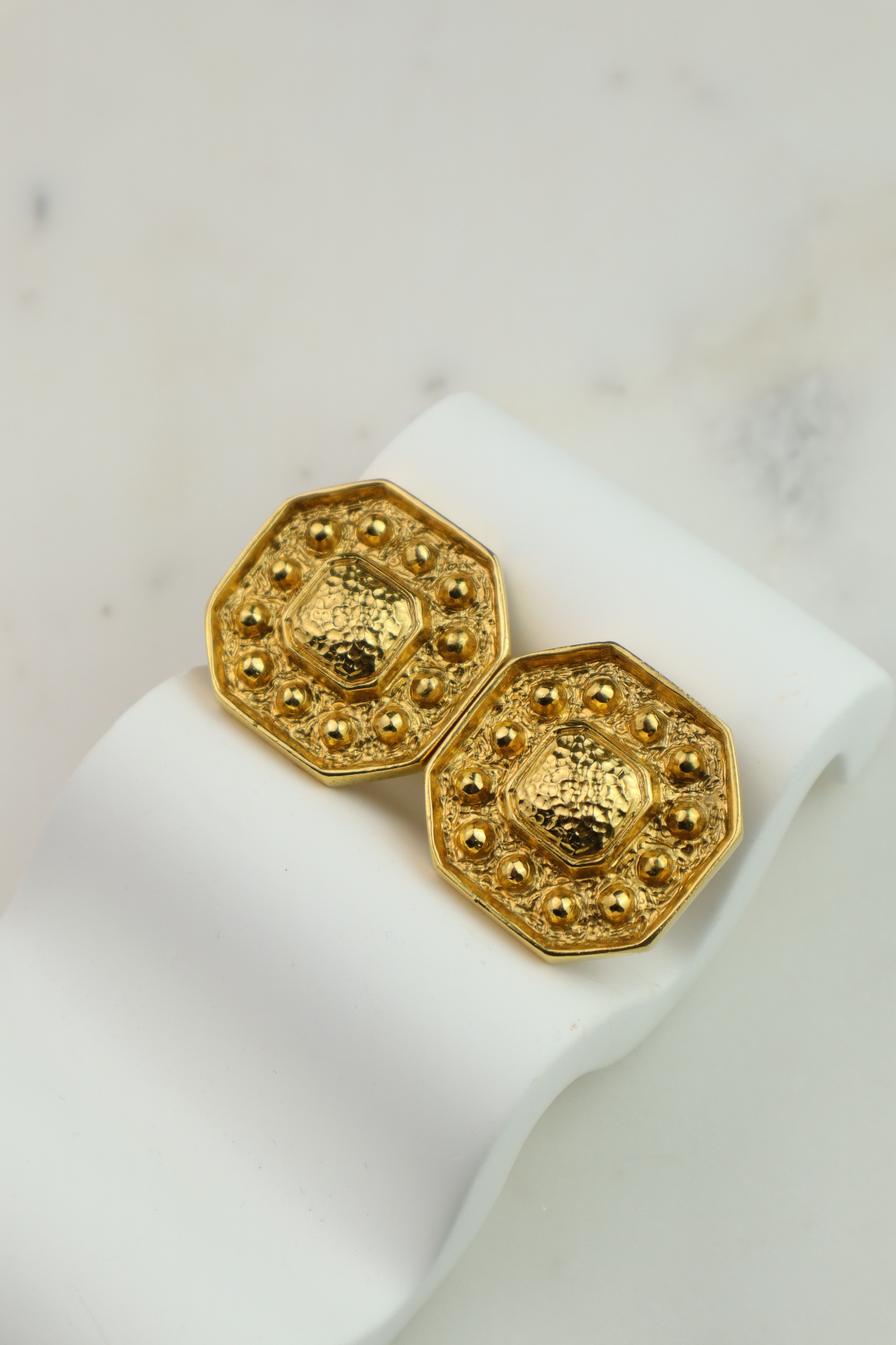 Yves Saint Laurent - ośmiokątne klipsy vintage