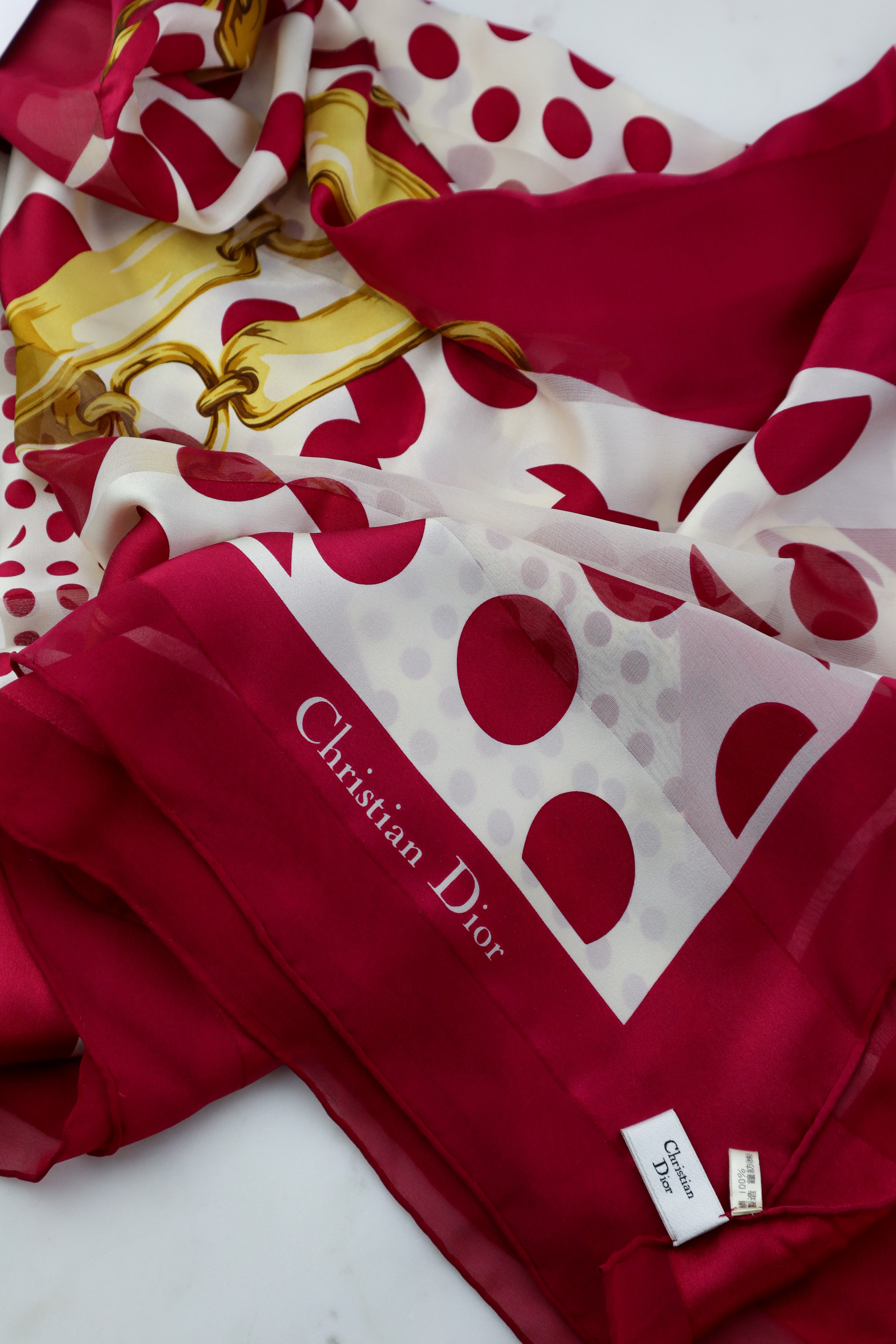 Christian Dior - jedwabna apaszka w łańcuchy