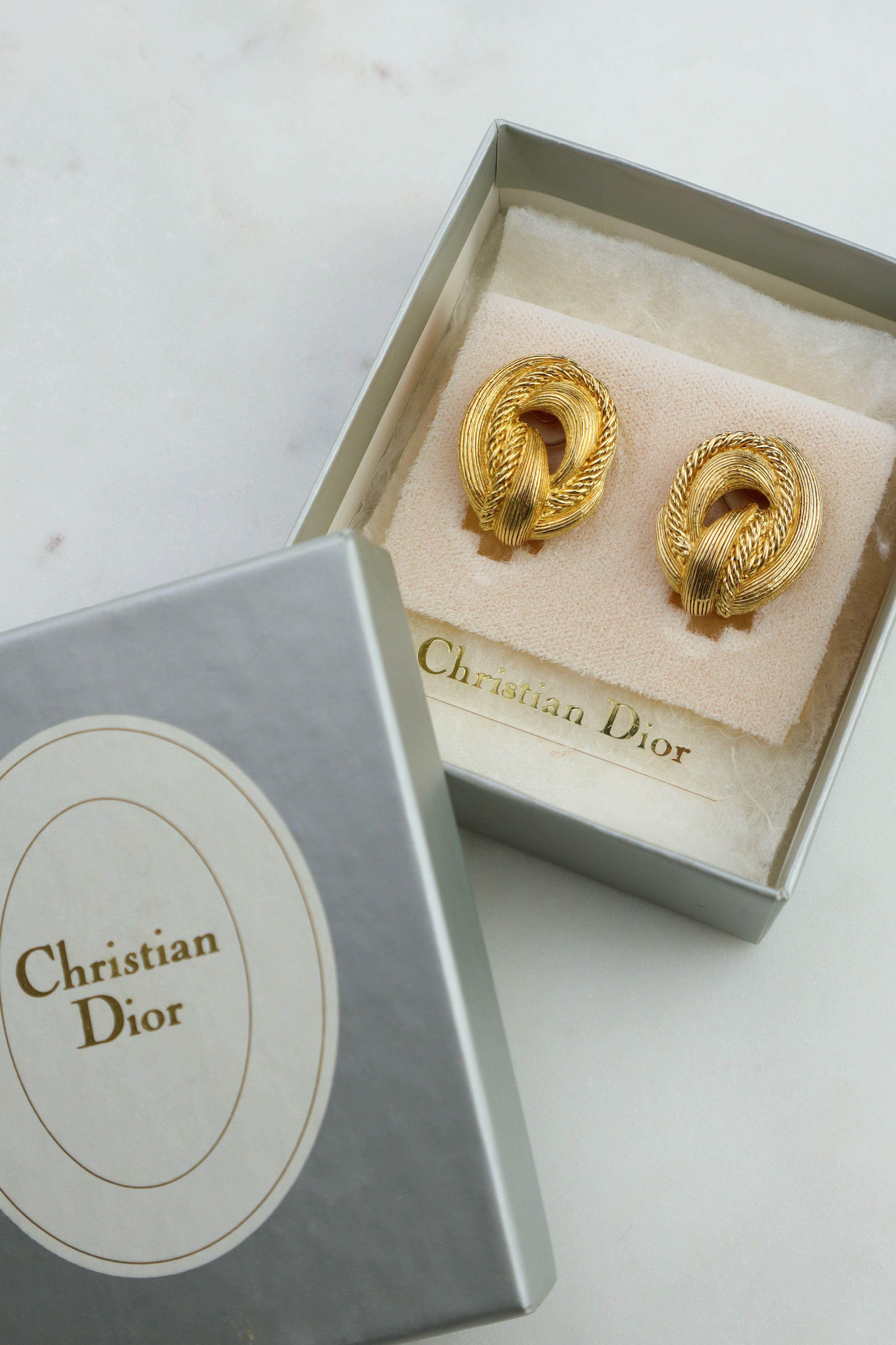 Christian Dior - okazałe klipsy vintage supełki