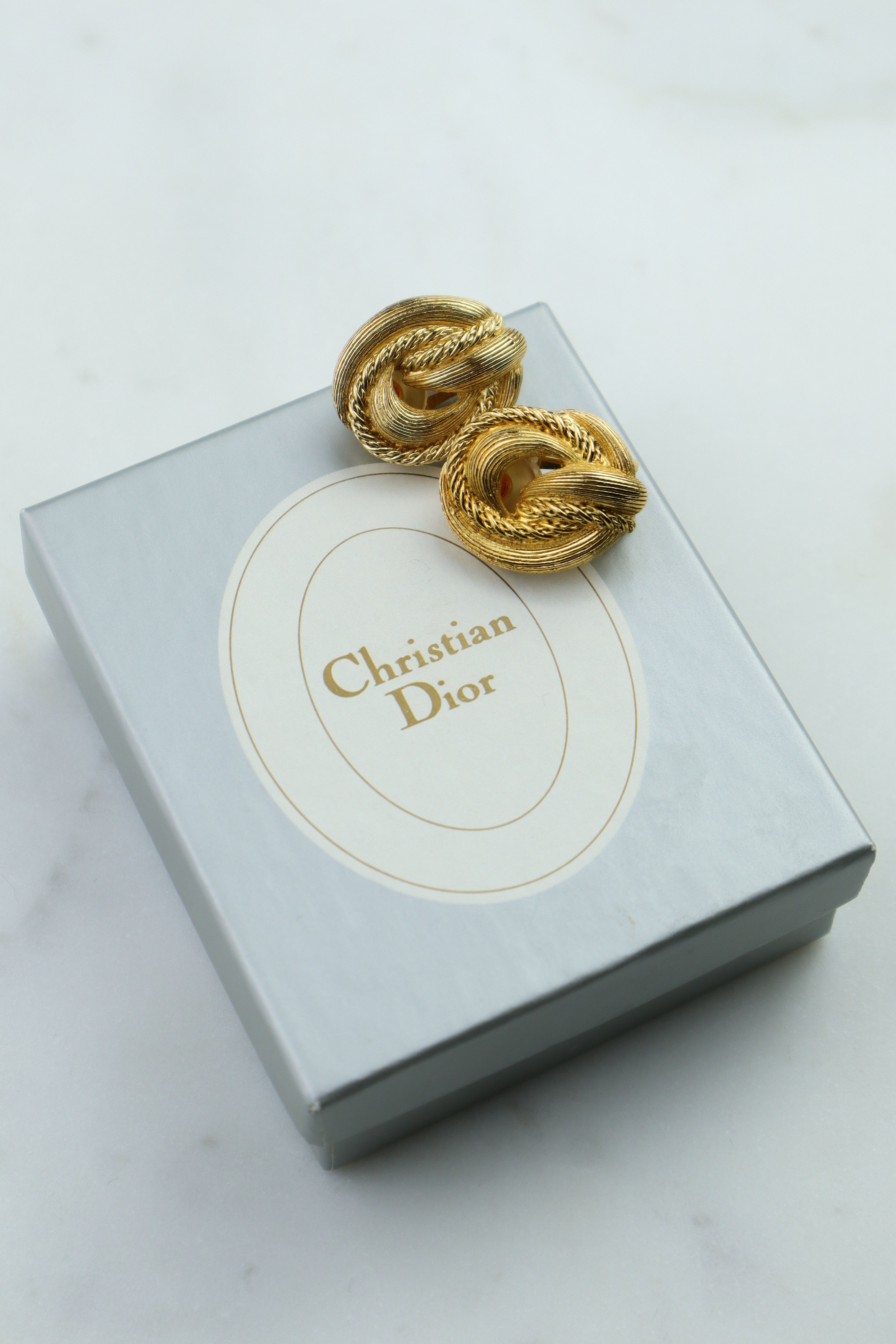 Christian Dior - okazałe klipsy vintage supełki