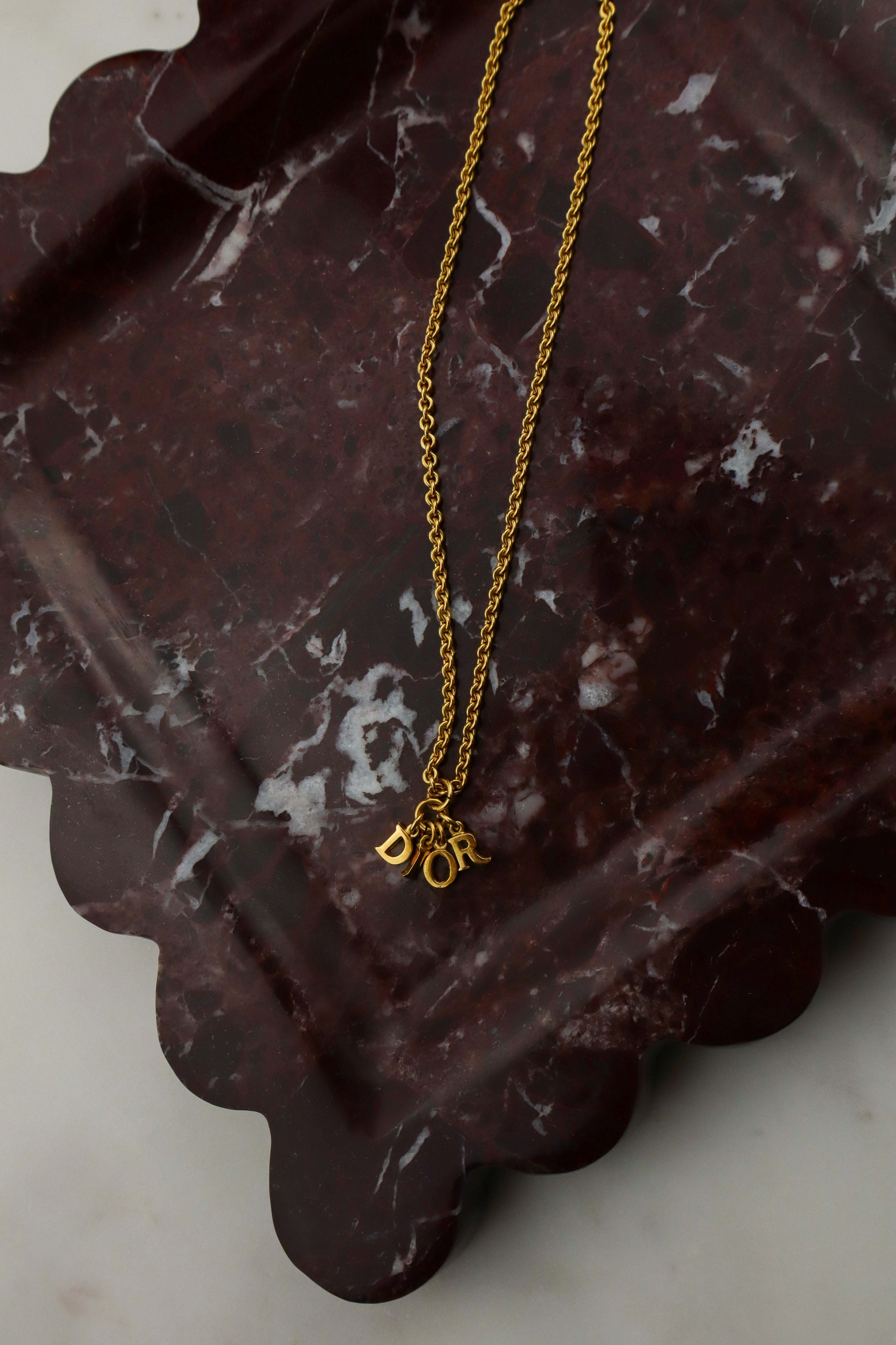 Christian Dior - pozłacany naszyjnik vintage z logowaniem
