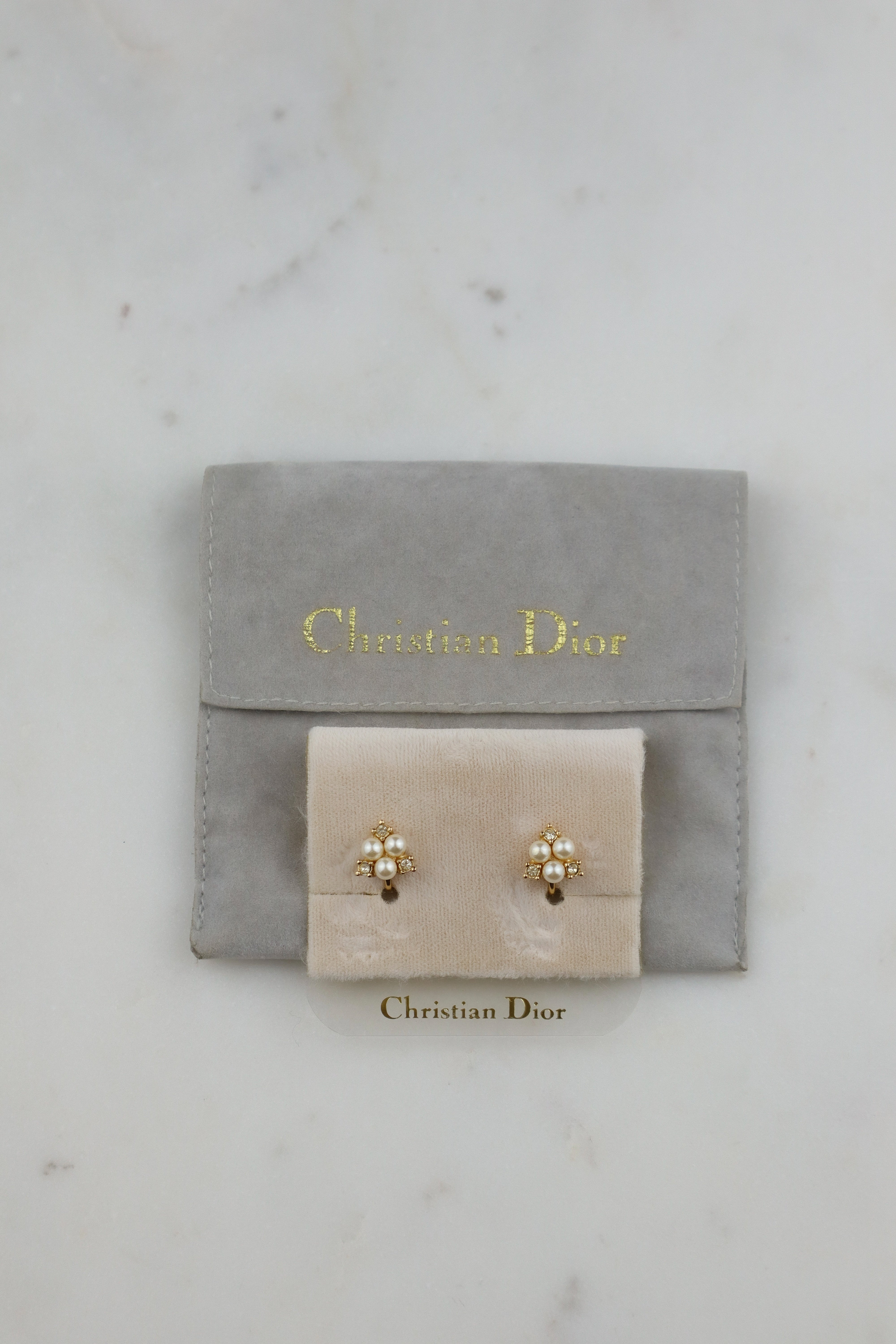 Christian Dior – klipsy z perłami i cyrkoniami