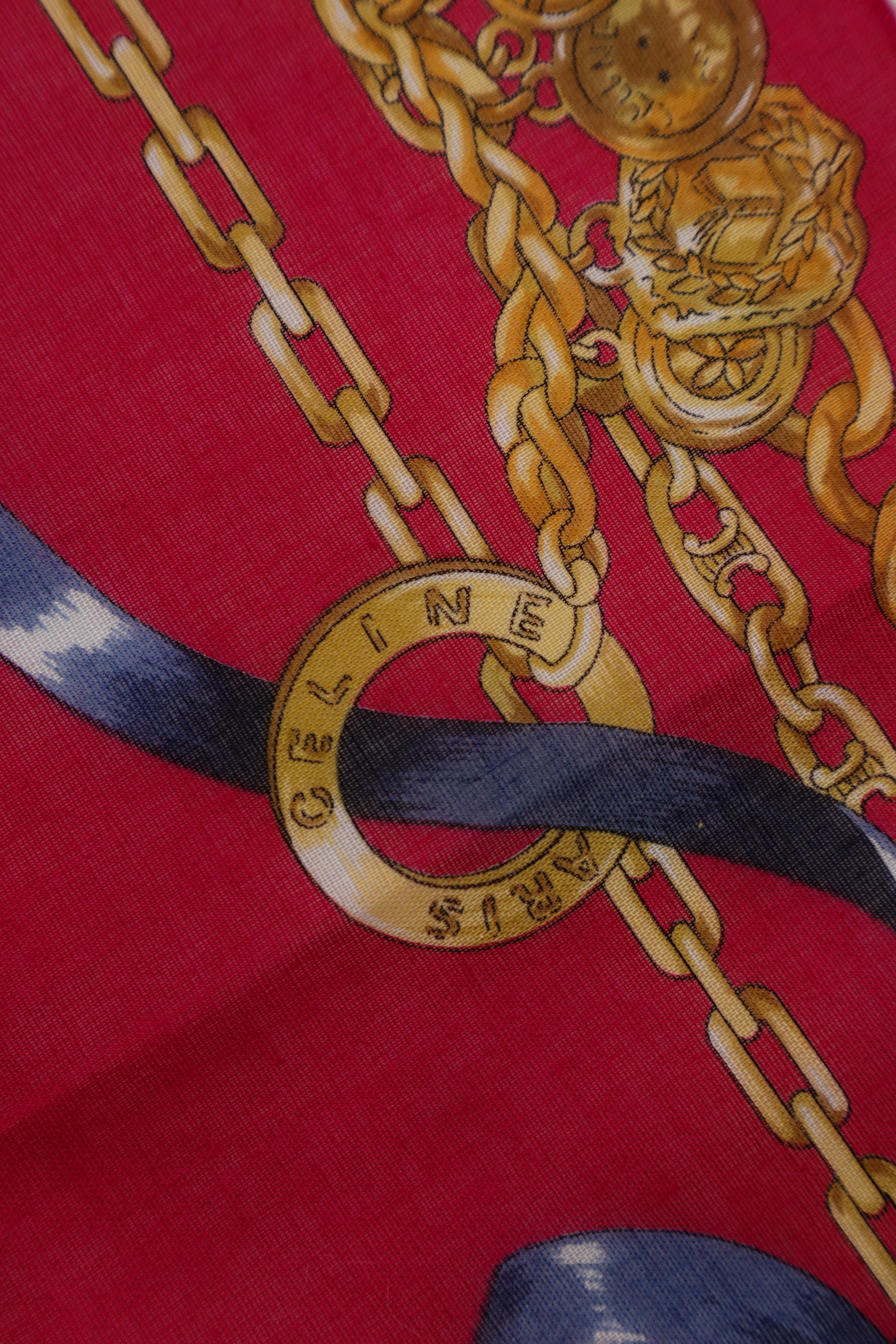 Celine – Różowa gawroszka/chusta z łańcuchami Celine