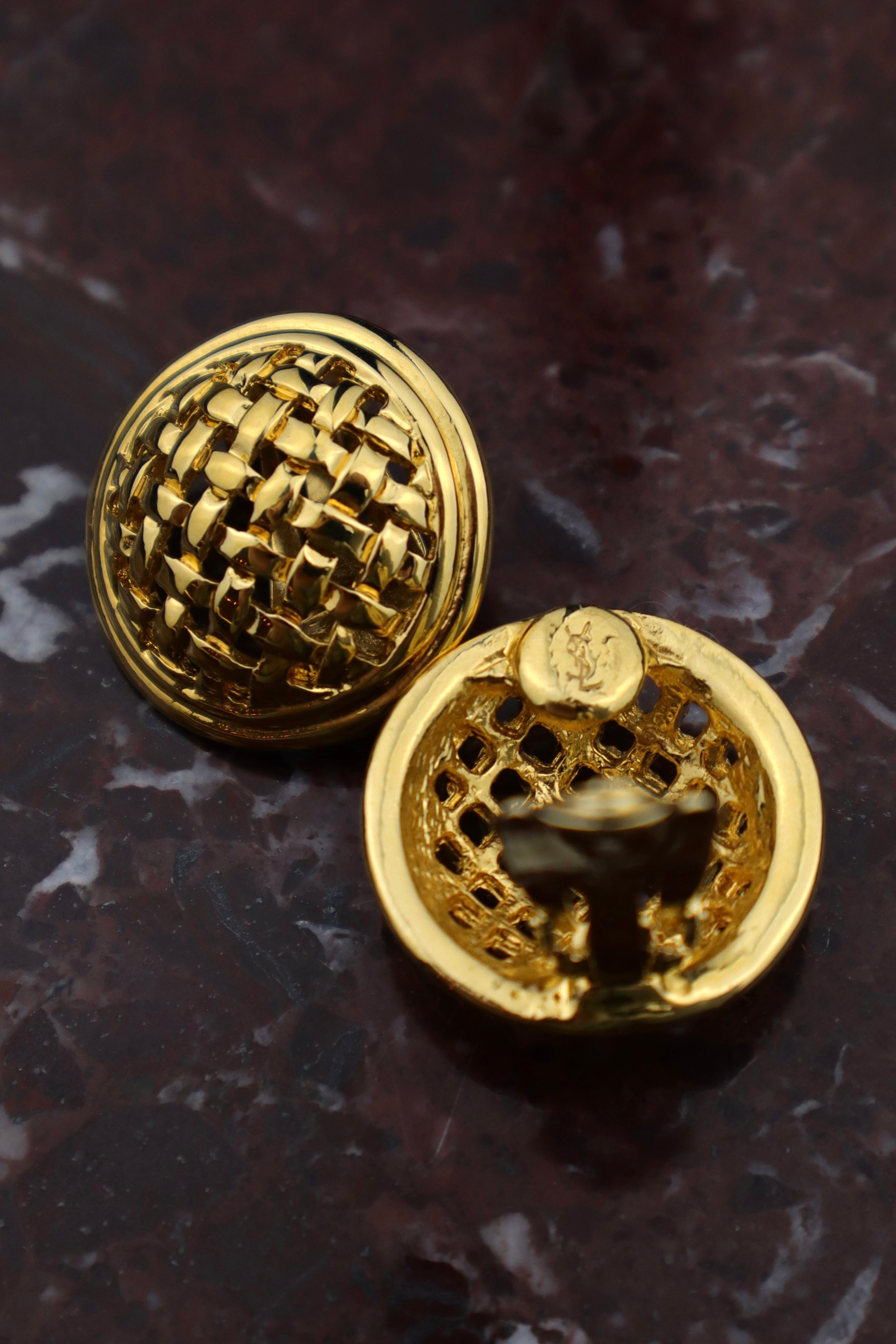 Yves Saint Laurent - 24k pozłacane plecione klipsy