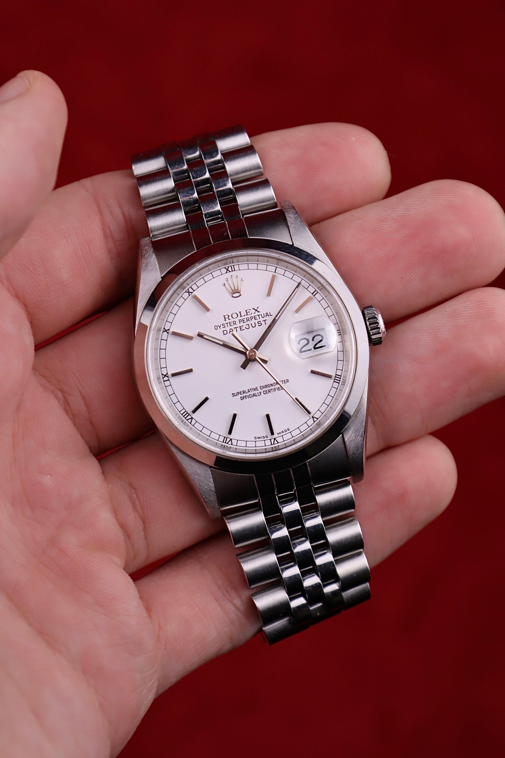2000 Rolex Datejust 16200 White Dial Full Set