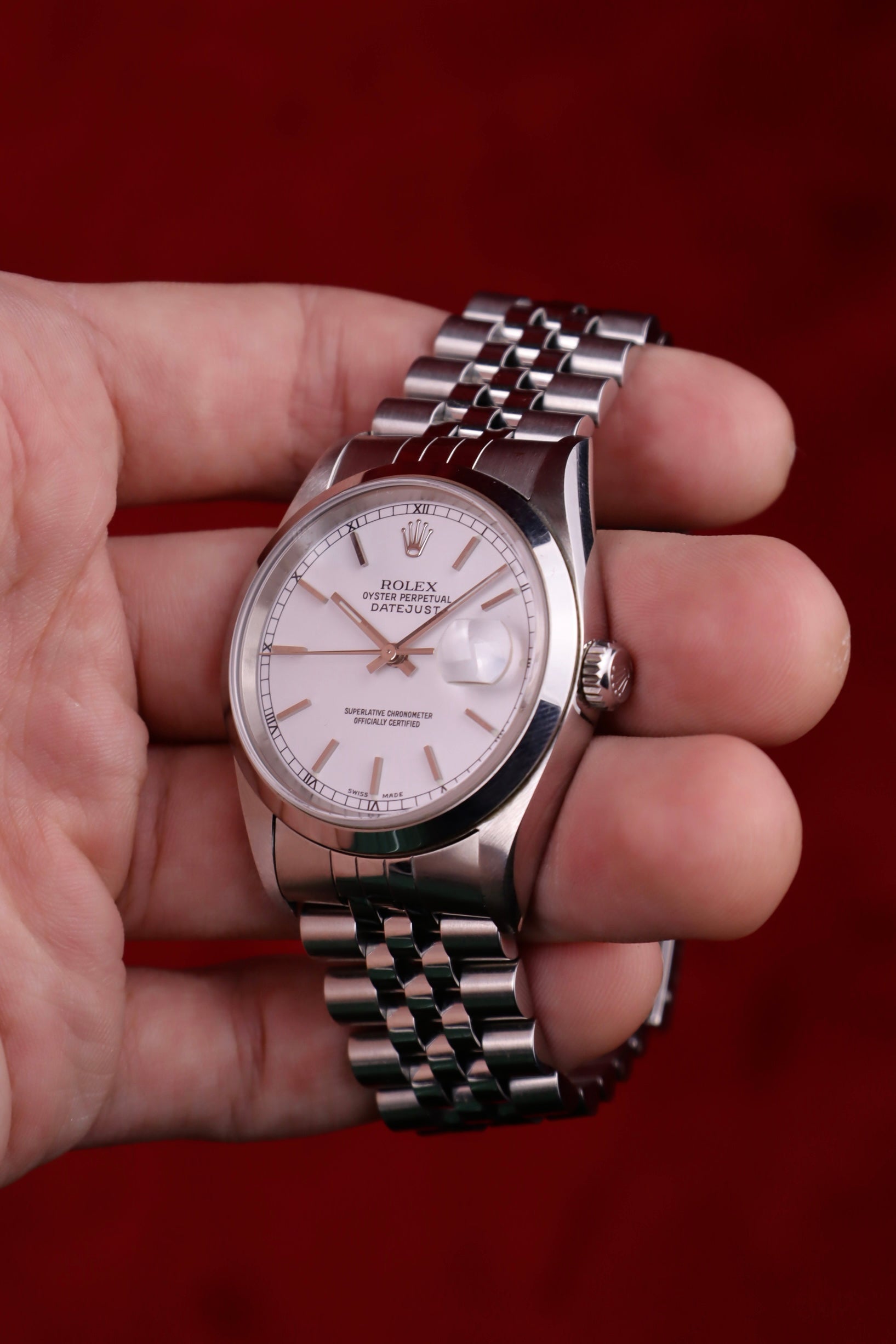 2000 Rolex Datejust 16200 White Dial Full Set