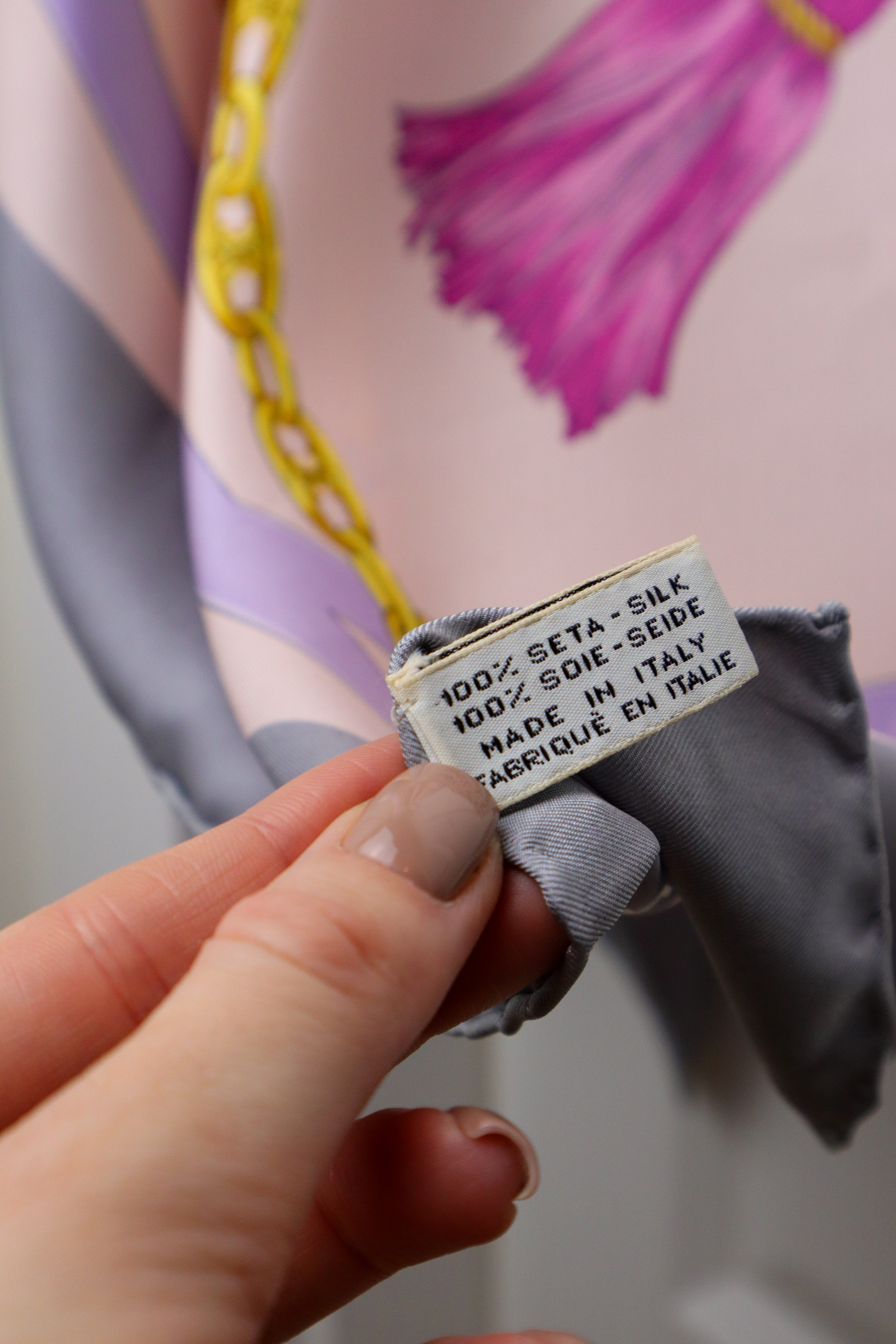 Celine - jedwabna apaszka „Tassel & Reins Lilac”