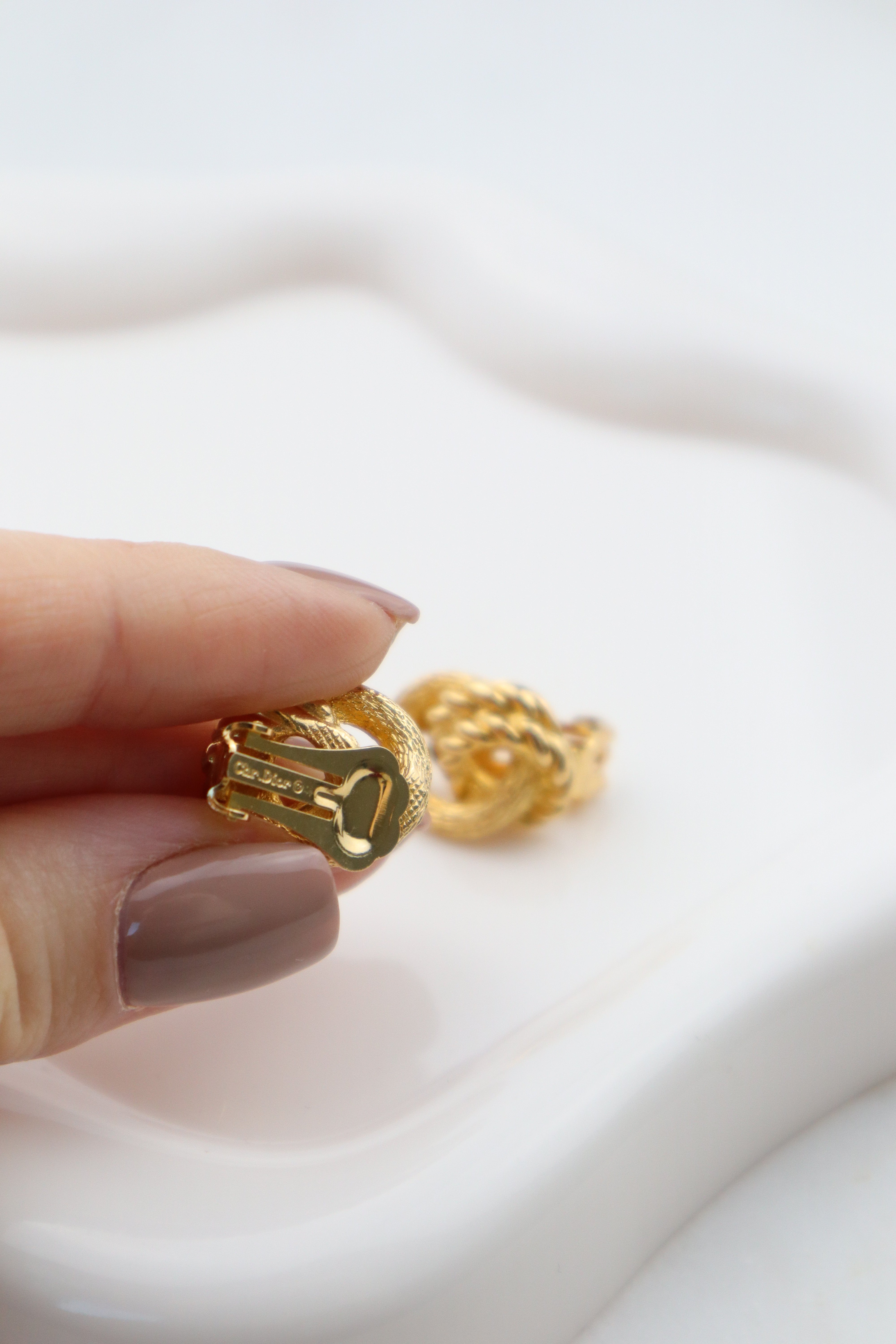 Christian Dior - klipsy plecione koła vintage