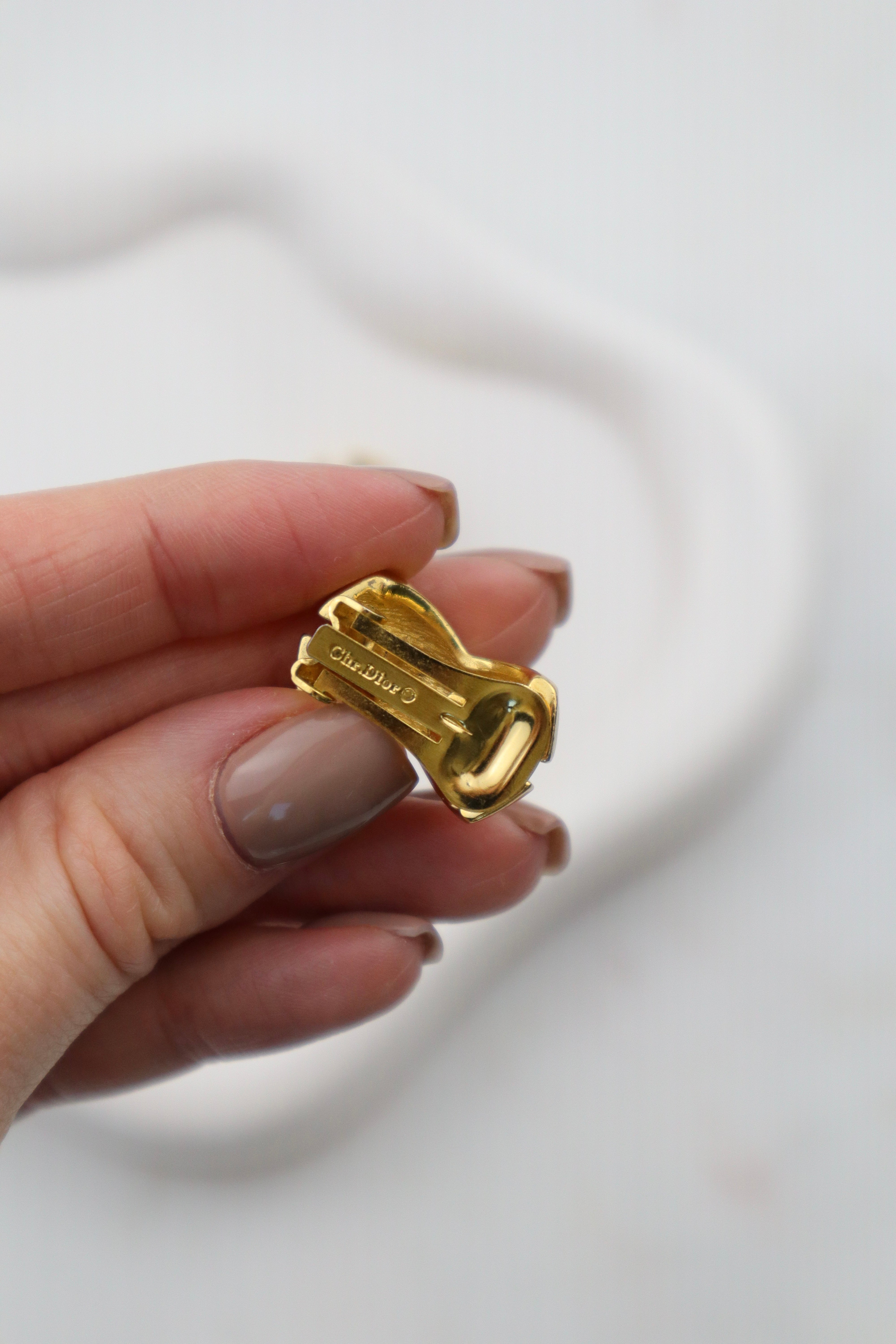 Christian Dior - pozłacane klipsy vintage wstęgi