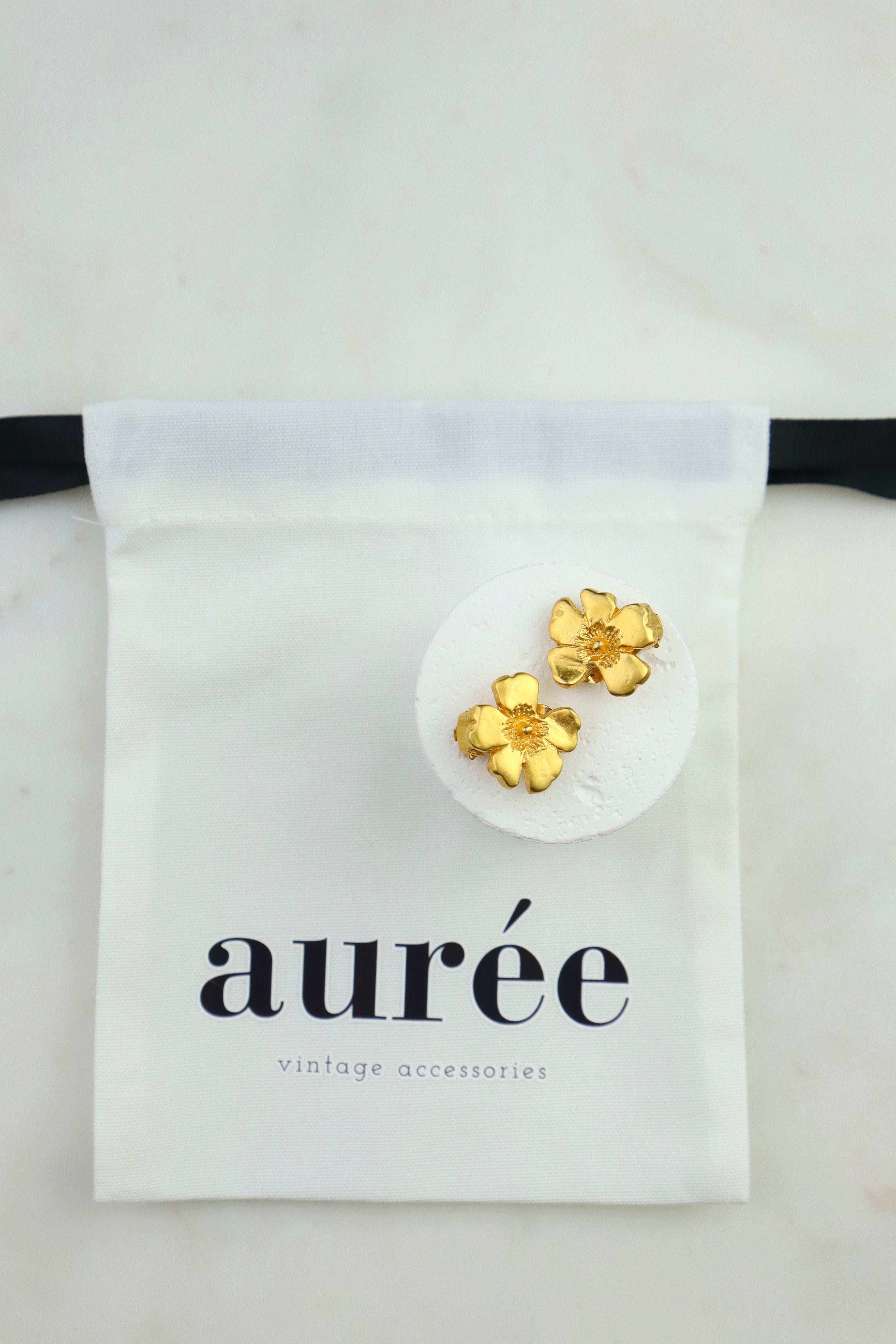 Kenzo - pozłacane klipsy vintage kwiaty