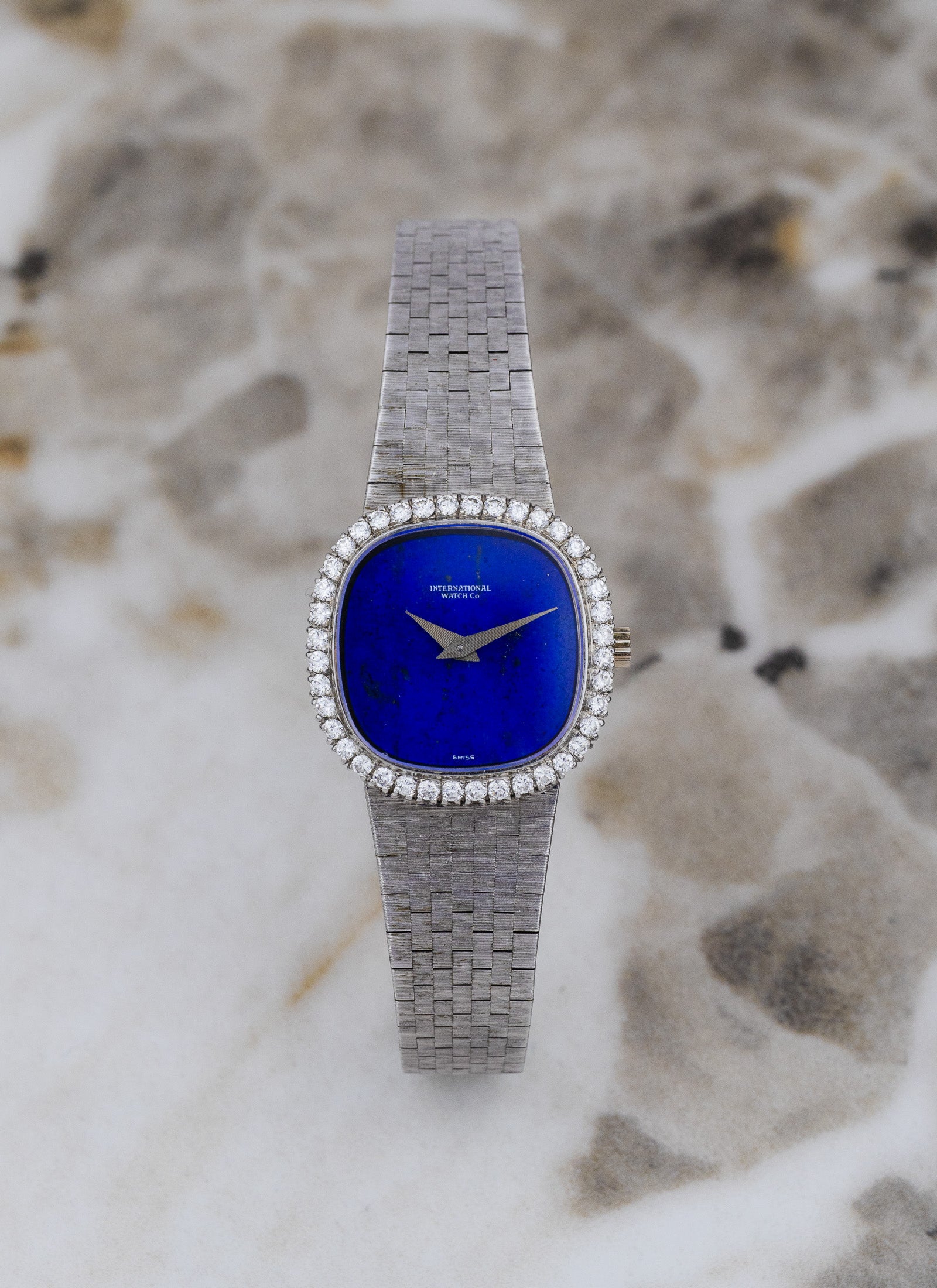1968 Ladies 18K WG IWC Lapis Lazuli Diamond Bezel cal. 41 Serviced
