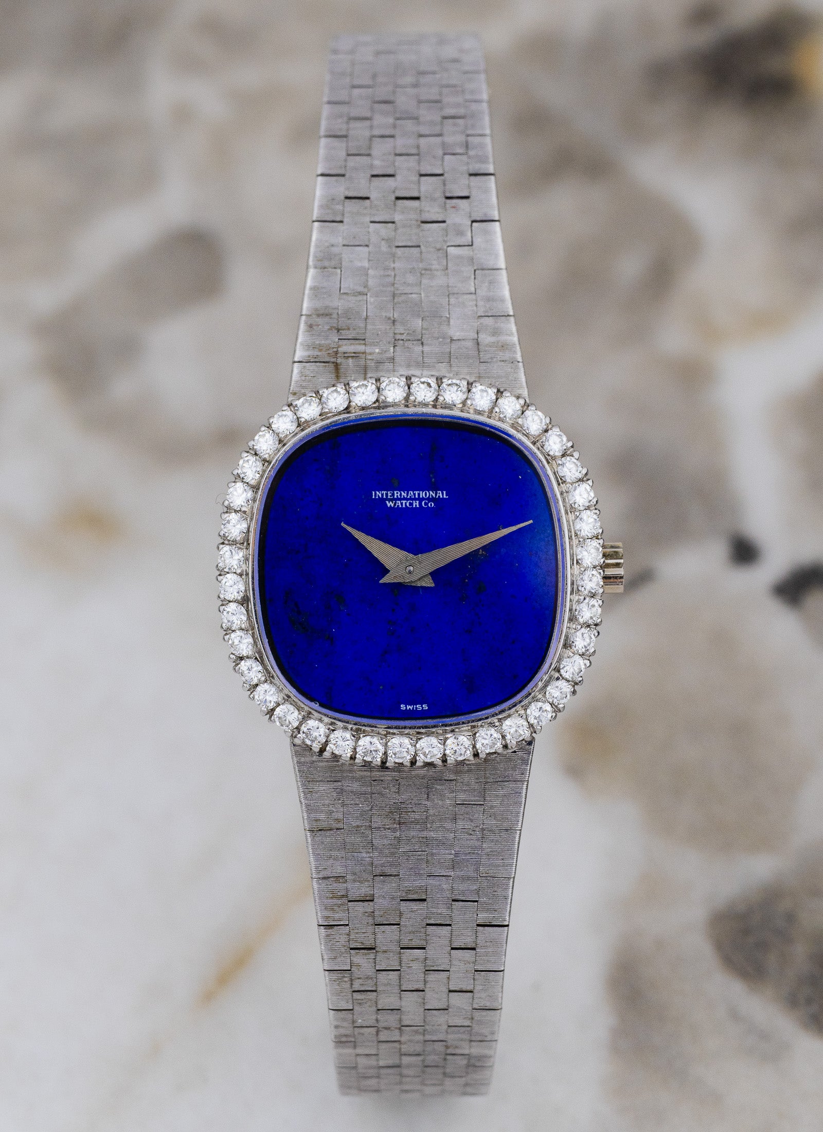 1968 Ladies 18K WG IWC Lapis Lazuli Diamond Bezel cal. 41 Serviced