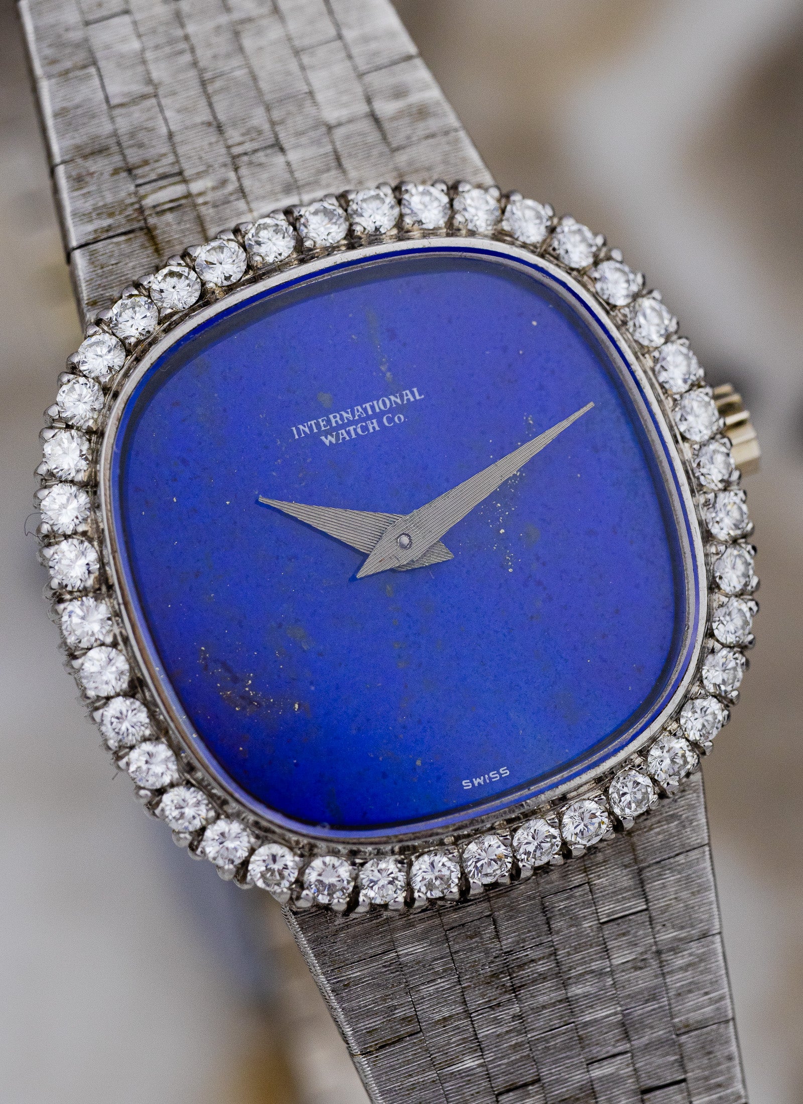 1968 Ladies 18K WG IWC Lapis Lazuli Diamond Bezel cal. 41 Serviced