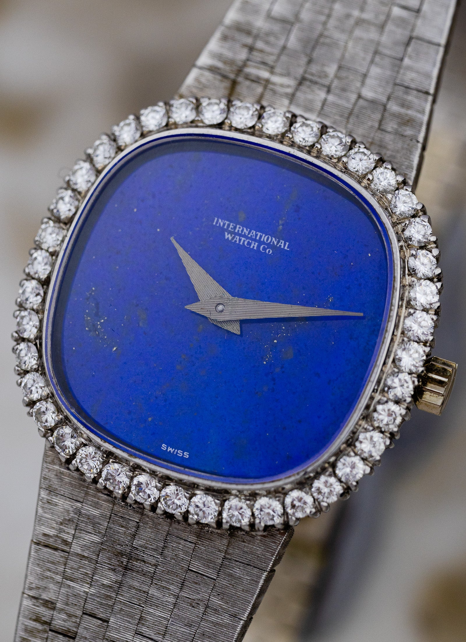 1968 Ladies 18K WG IWC Lapis Lazuli Diamond Bezel cal. 41 Serviced