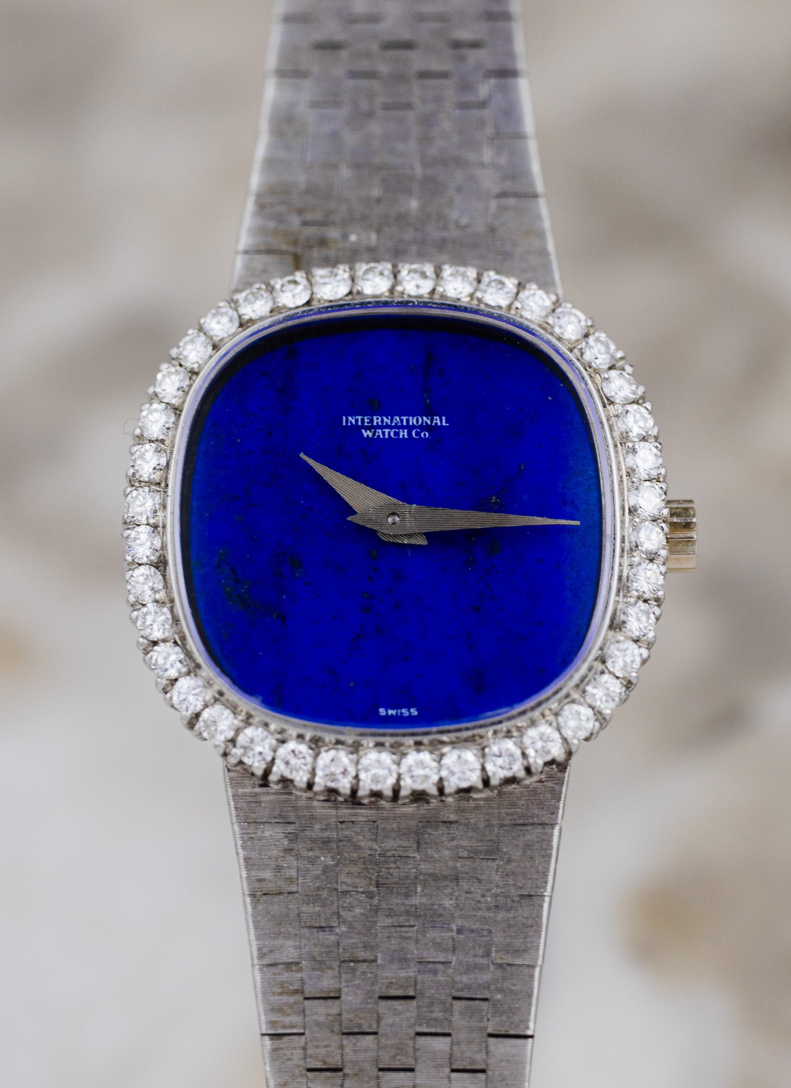 1968 Ladies 18K WG IWC Lapis Lazuli Diamond Bezel cal. 41 Serviced