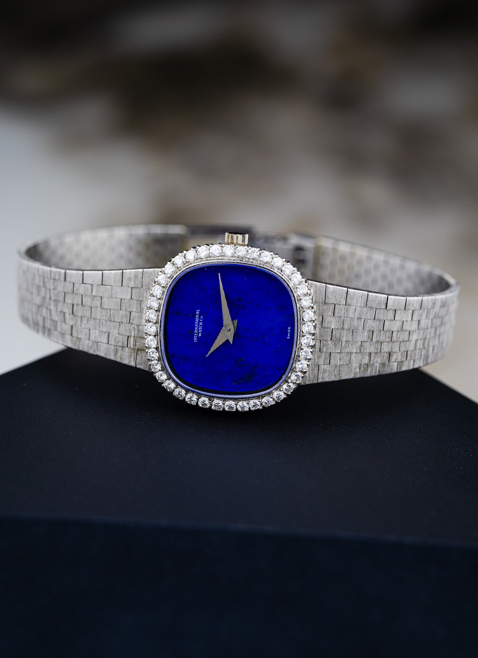 1968 Ladies 18K WG IWC Lapis Lazuli Diamond Bezel cal. 41 Serviced