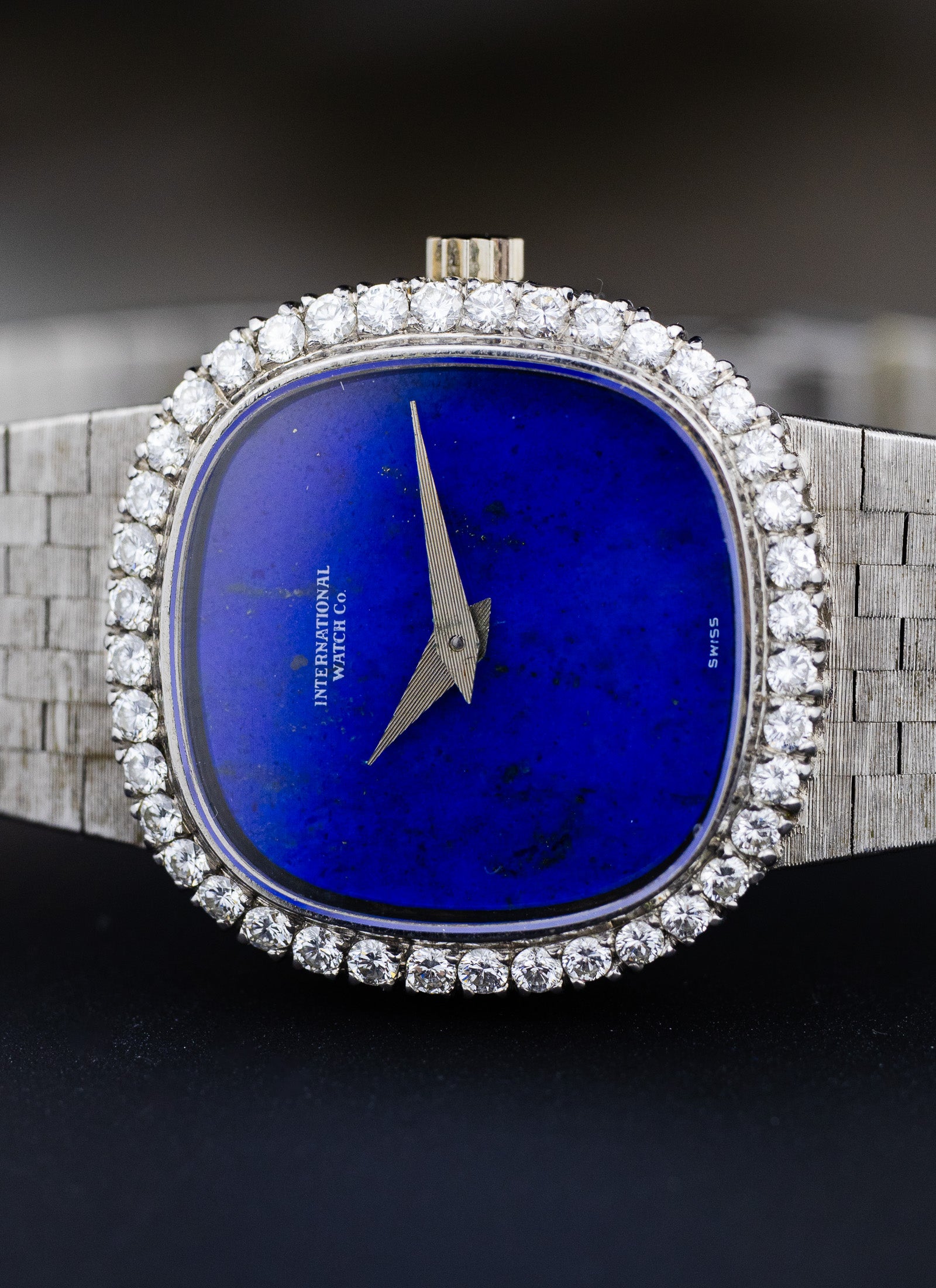 1968 Ladies 18K WG IWC Lapis Lazuli Diamond Bezel cal. 41 Serviced