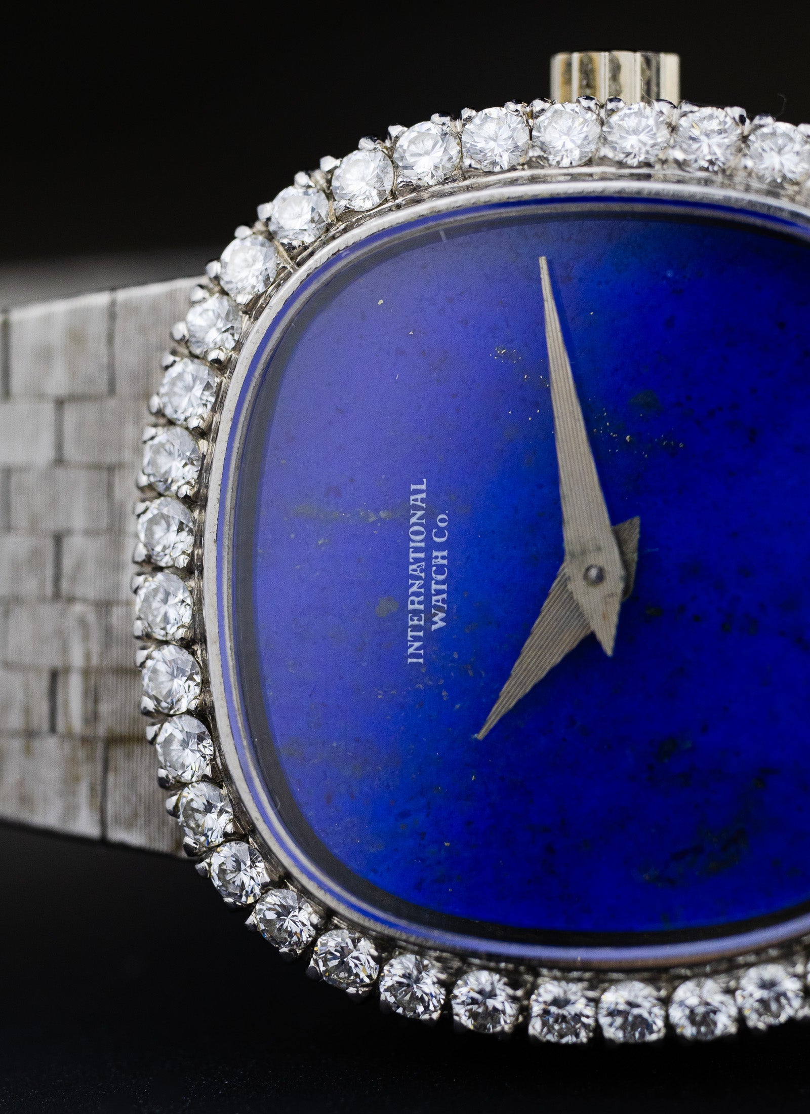 1968 Ladies 18K WG IWC Lapis Lazuli Diamond Bezel cal. 41 Serviced