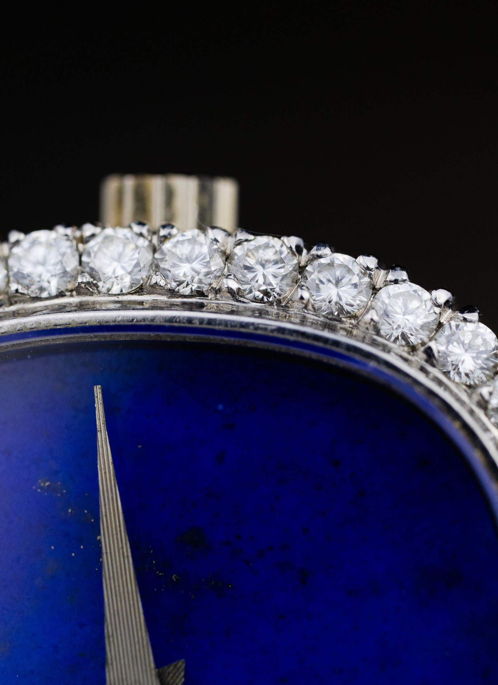 1968 Ladies 18K WG IWC Lapis Lazuli Diamond Bezel cal. 41 Serviced