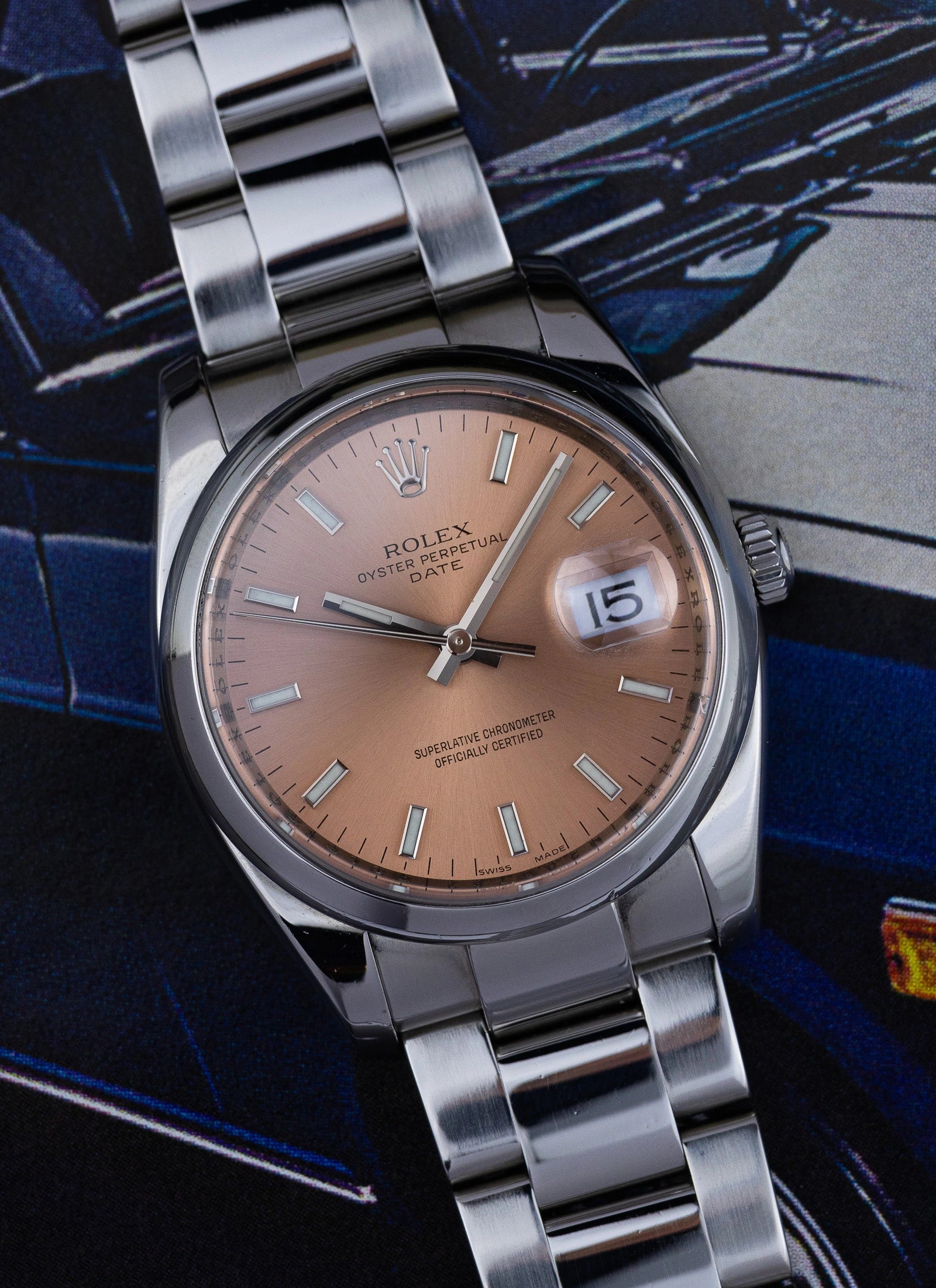 2007 Rolex Oyster Perpetual Date Salmon Dial 115200 Box