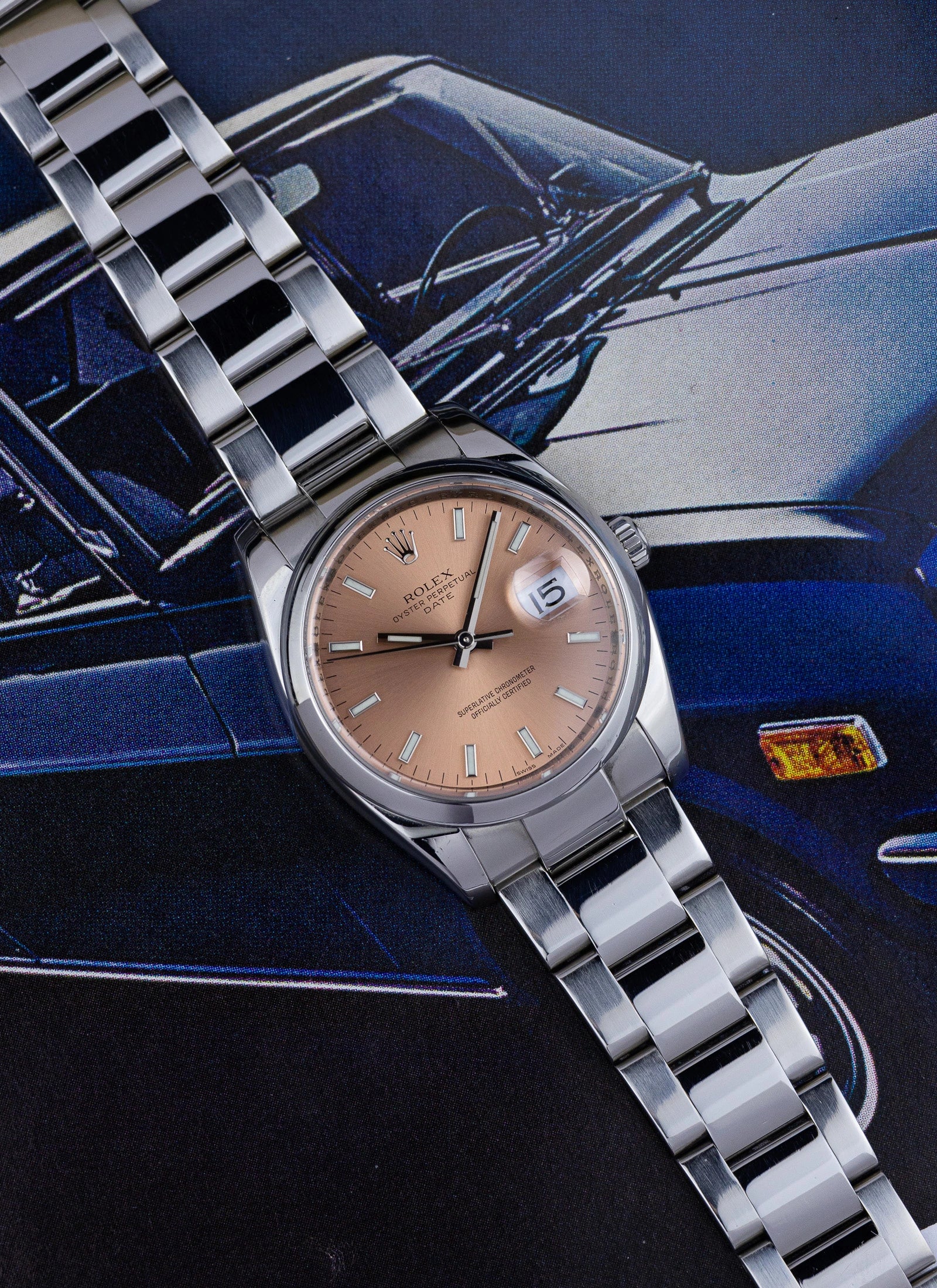 2007 Rolex Oyster Perpetual Date Salmon Dial 115200 Box