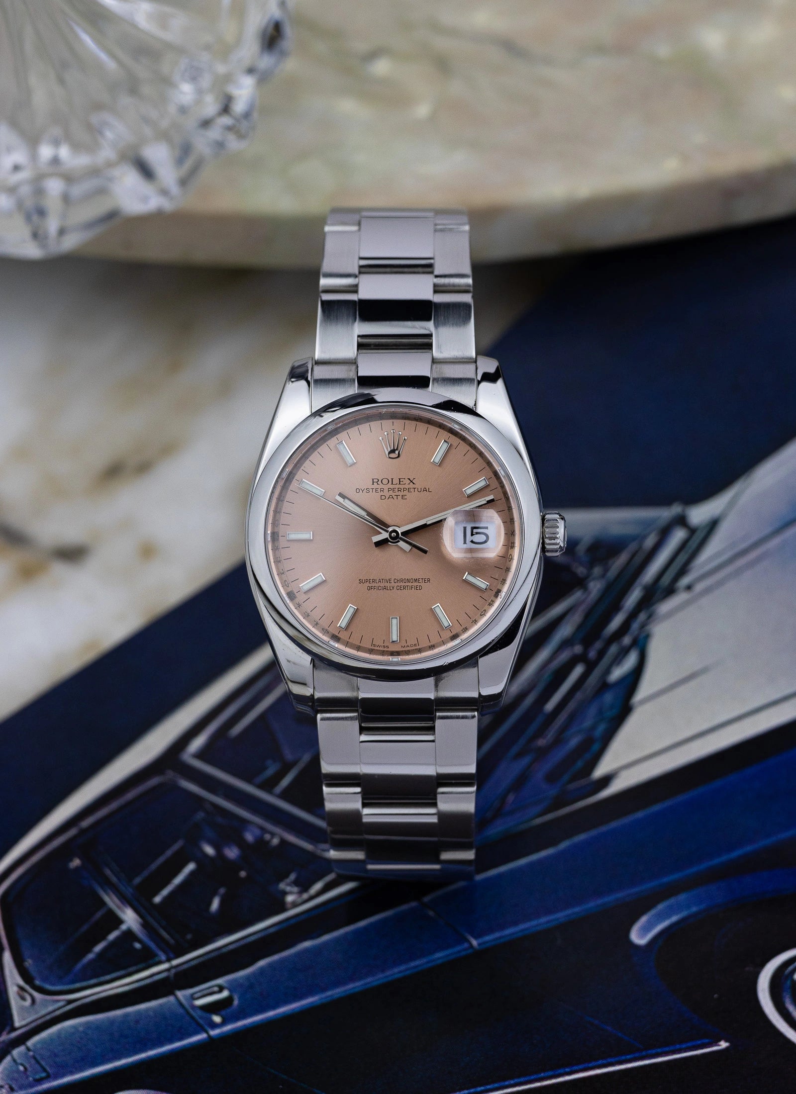 2007 Rolex Oyster Perpetual Date Salmon Dial 115200 Box