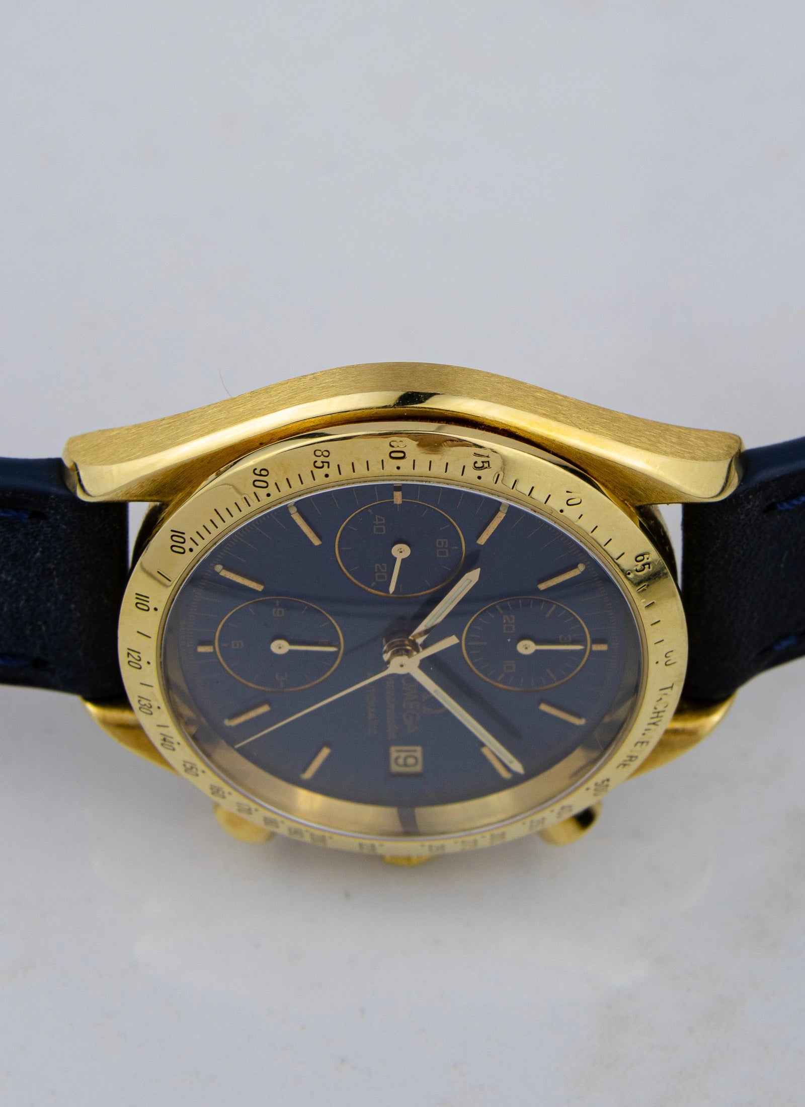 1990s 18K Omega Speedmaster Date Reduced Navy