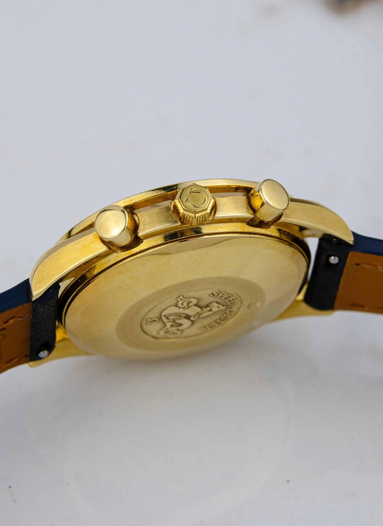 1990s 18K Omega Speedmaster Date Reduced Navy