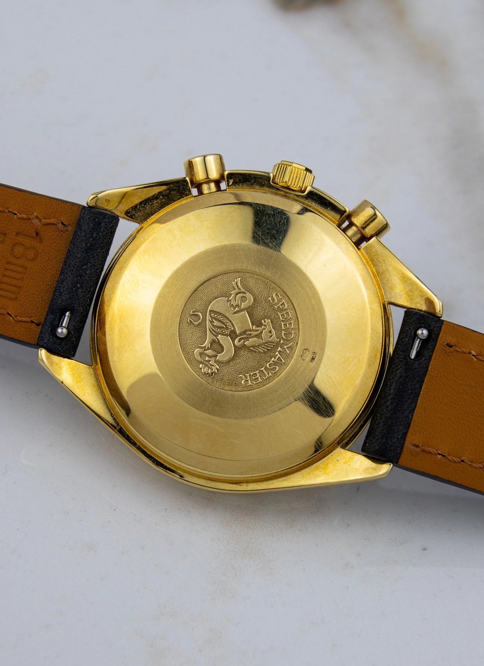 1990s 18K Omega Speedmaster Date Reduced Navy