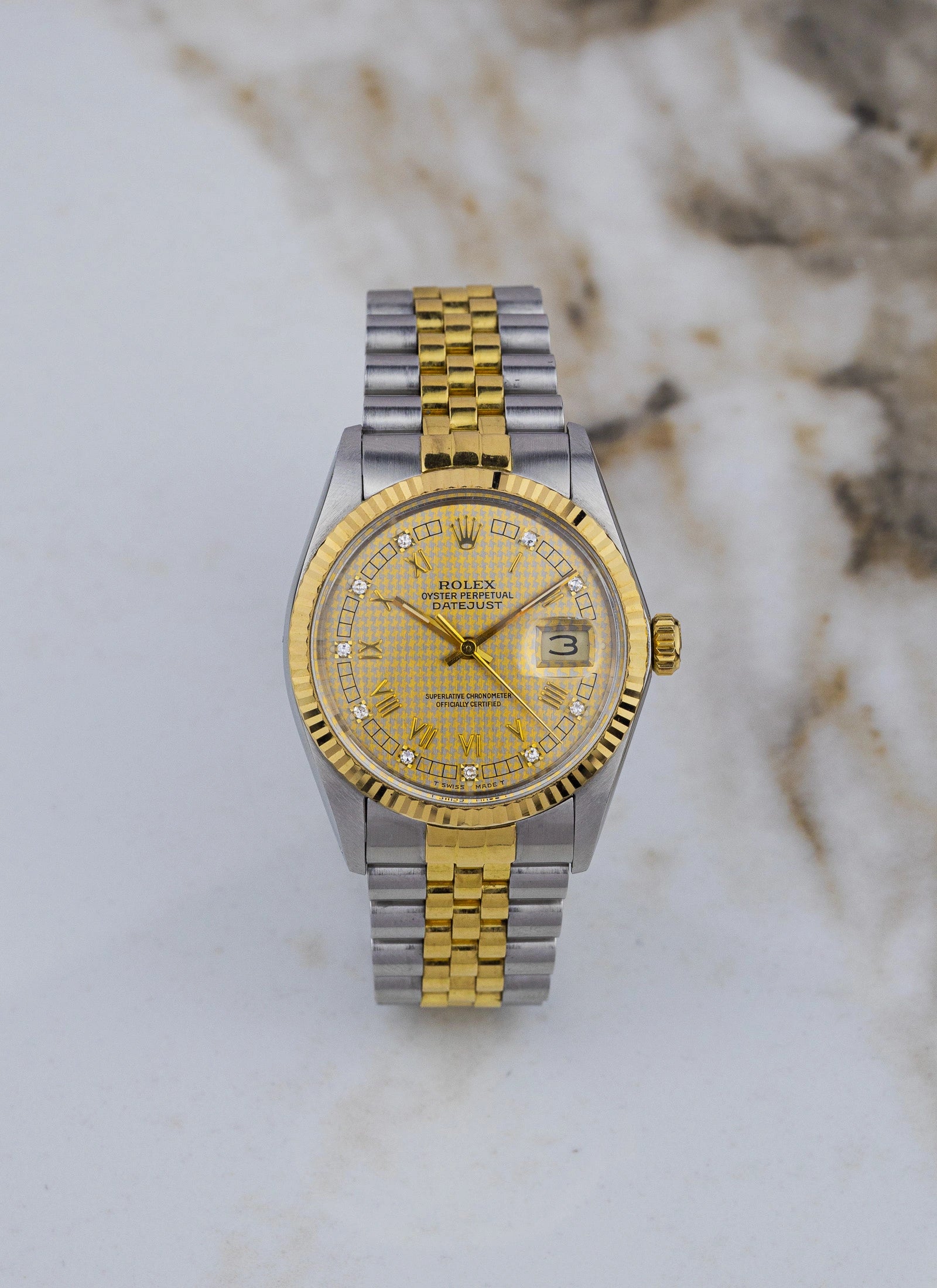 1986 Rolex Datejust 16013 Houndstooth Diamond Dial