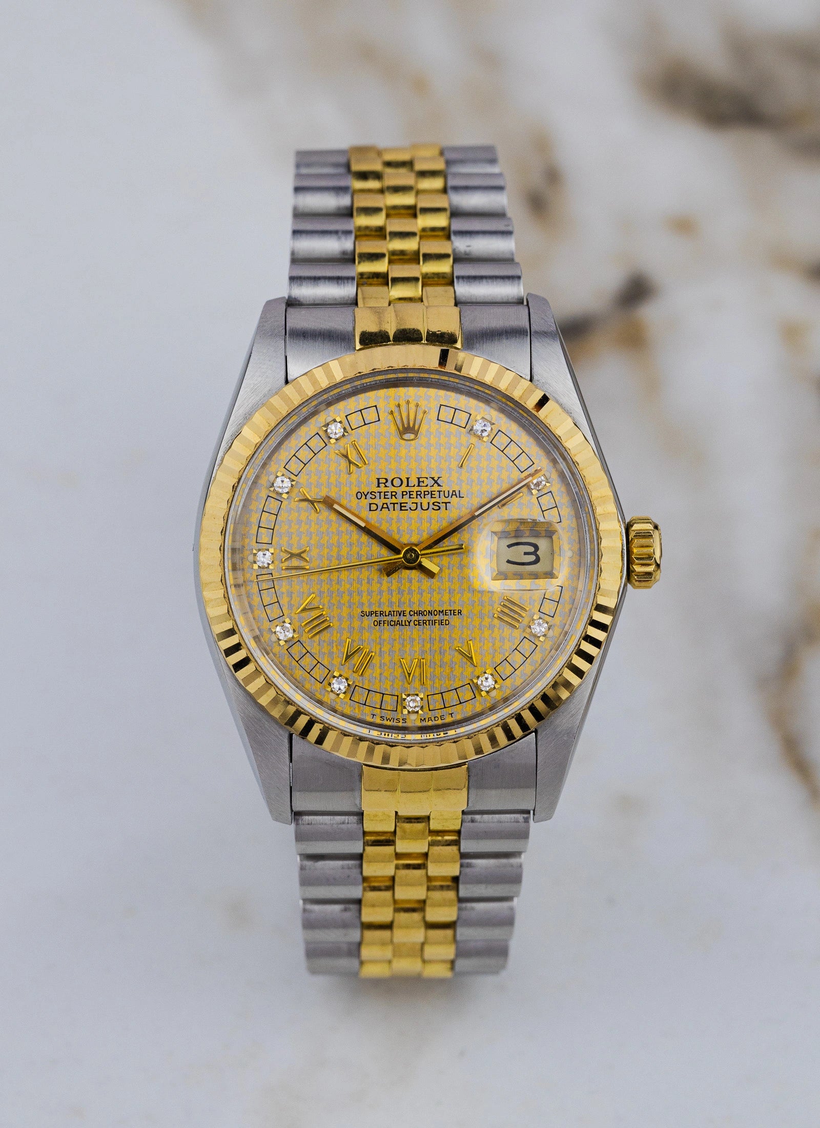 1986 Rolex Datejust 16013 Houndstooth Diamond Dial