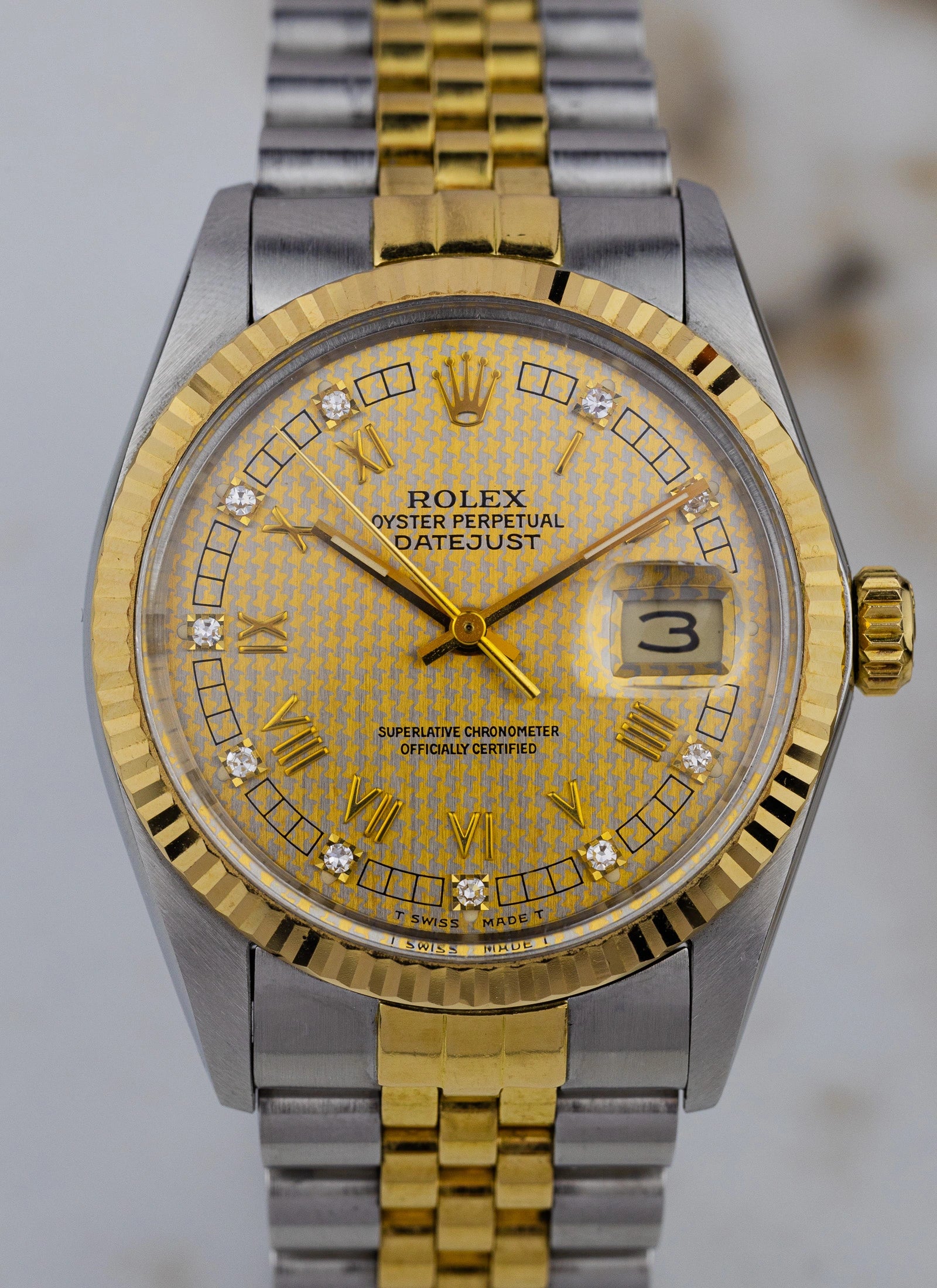 1986 Rolex Datejust 16013 Houndstooth Diamond Dial