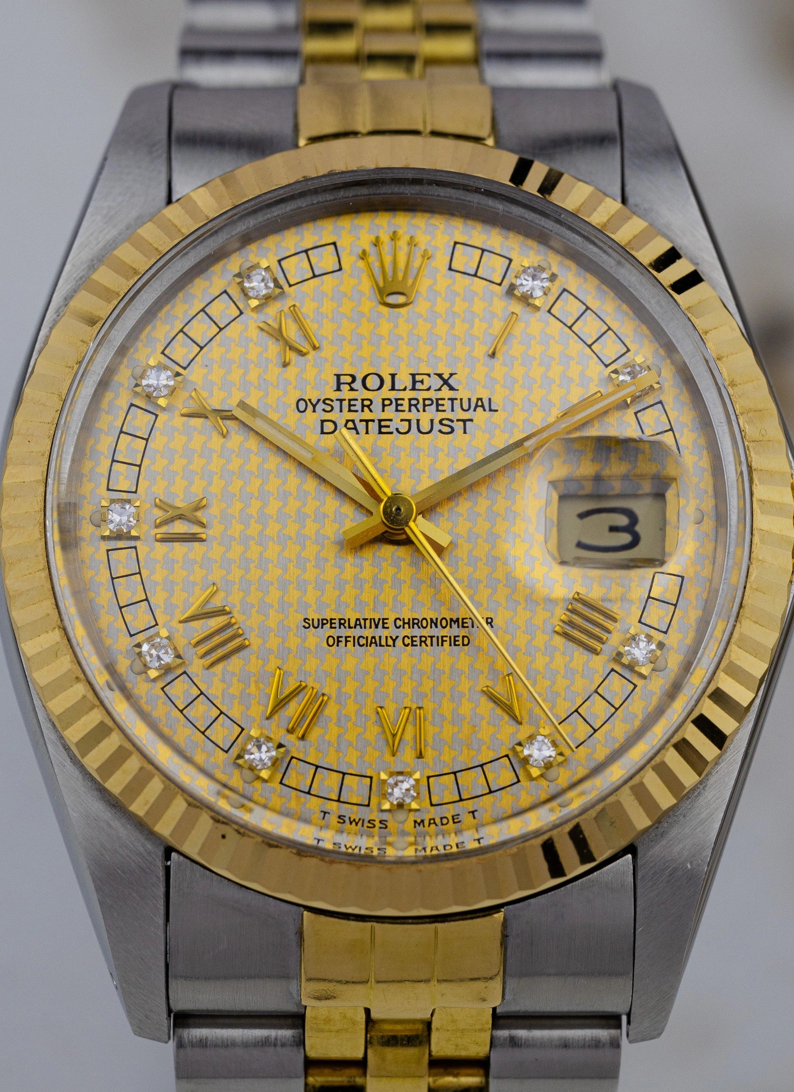 1986 Rolex Datejust 16013 Houndstooth Diamond Dial