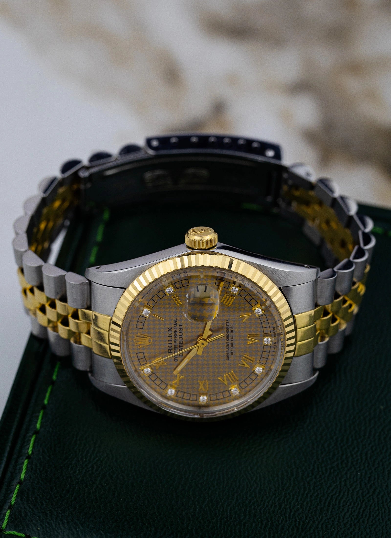 1986 Rolex Datejust 16013 Houndstooth Diamond Dial