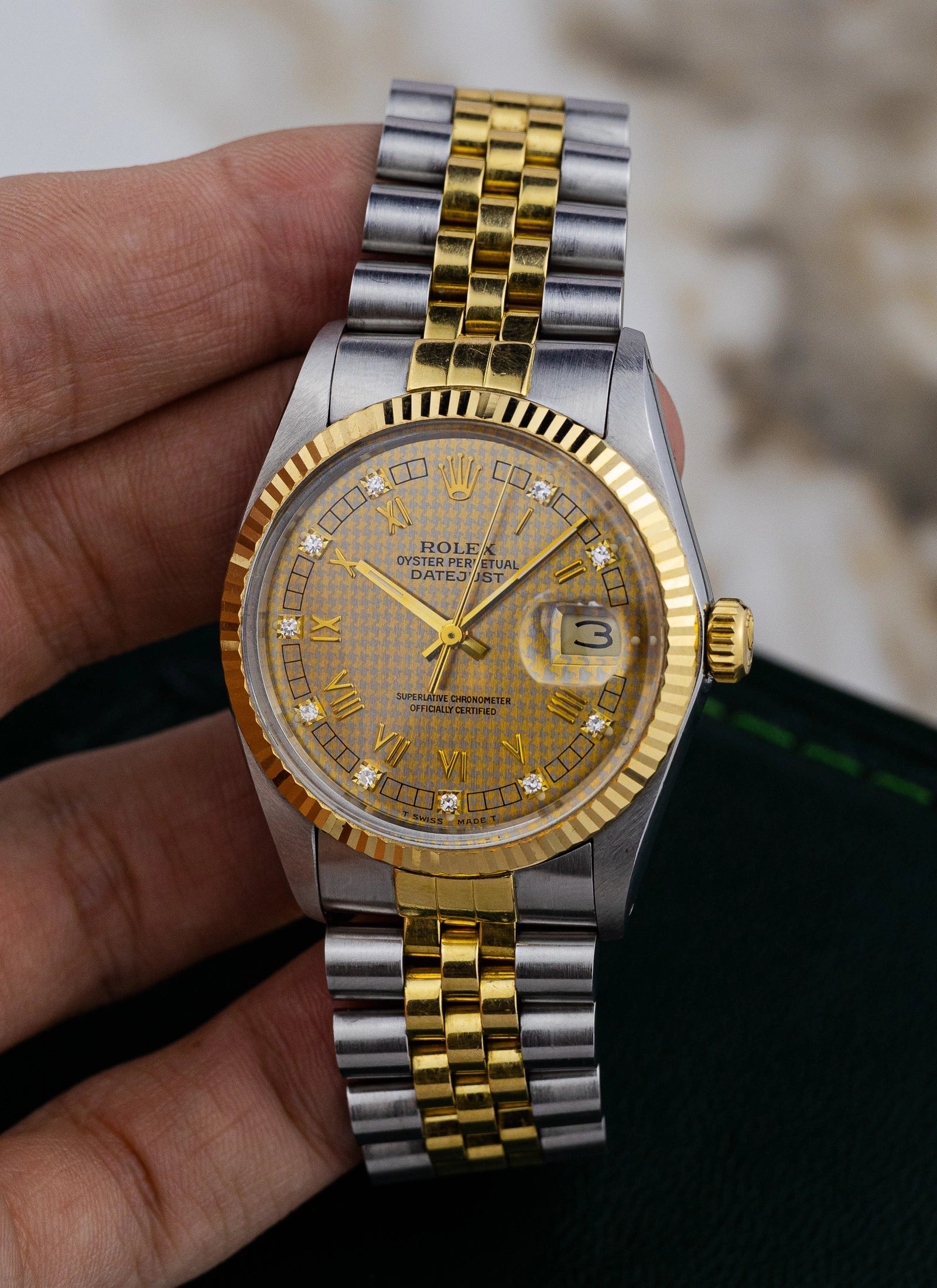 1986 Rolex Datejust 16013 Houndstooth Diamond Dial