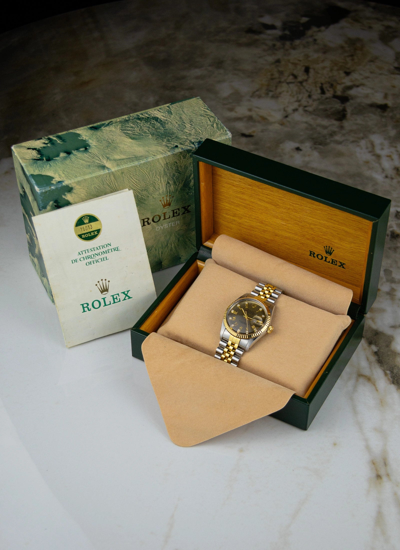 1986 Rolex Datejust 16013 Houndstooth Diamond Dial