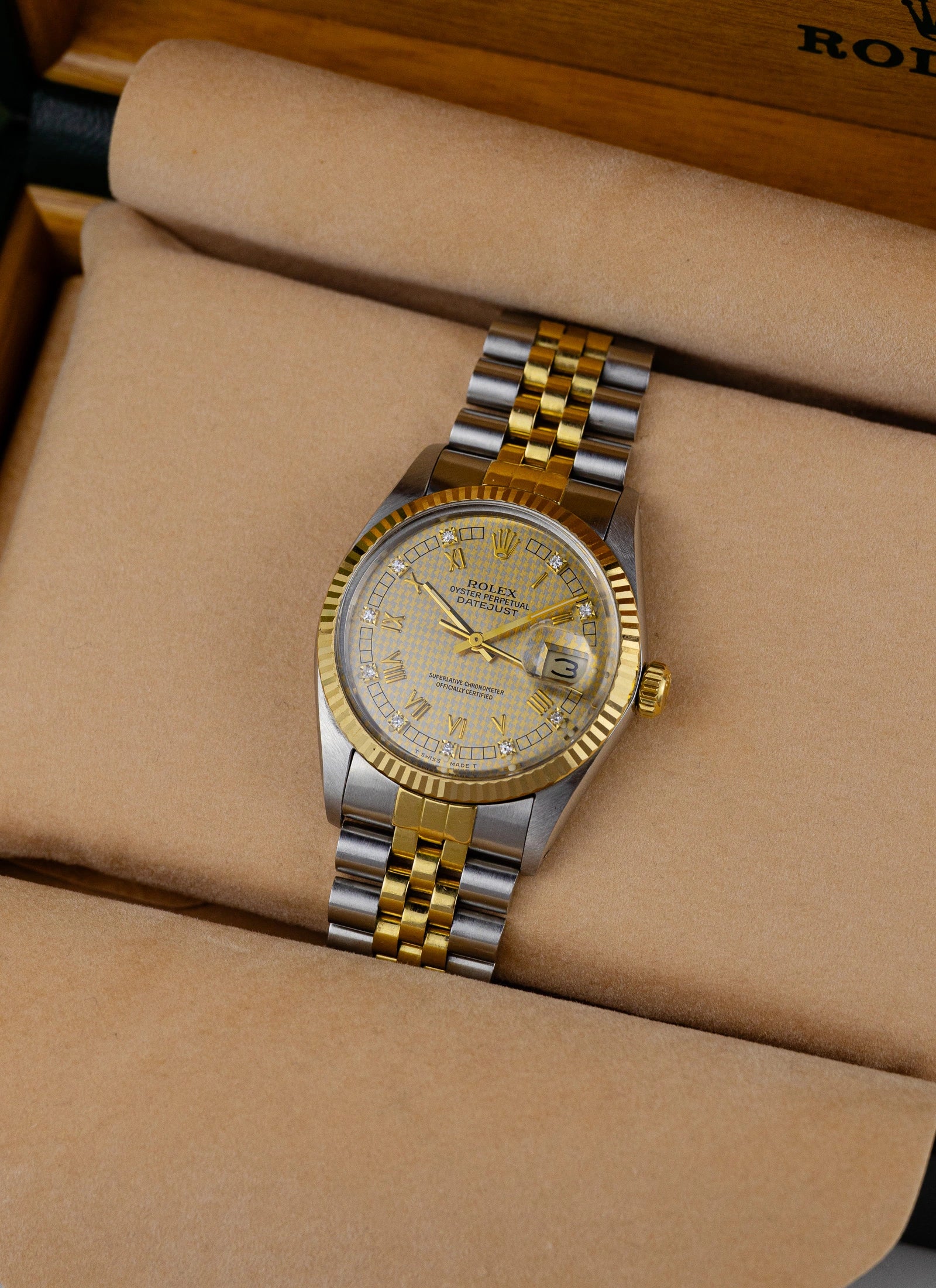 1986 Rolex Datejust 16013 Houndstooth Diamond Dial