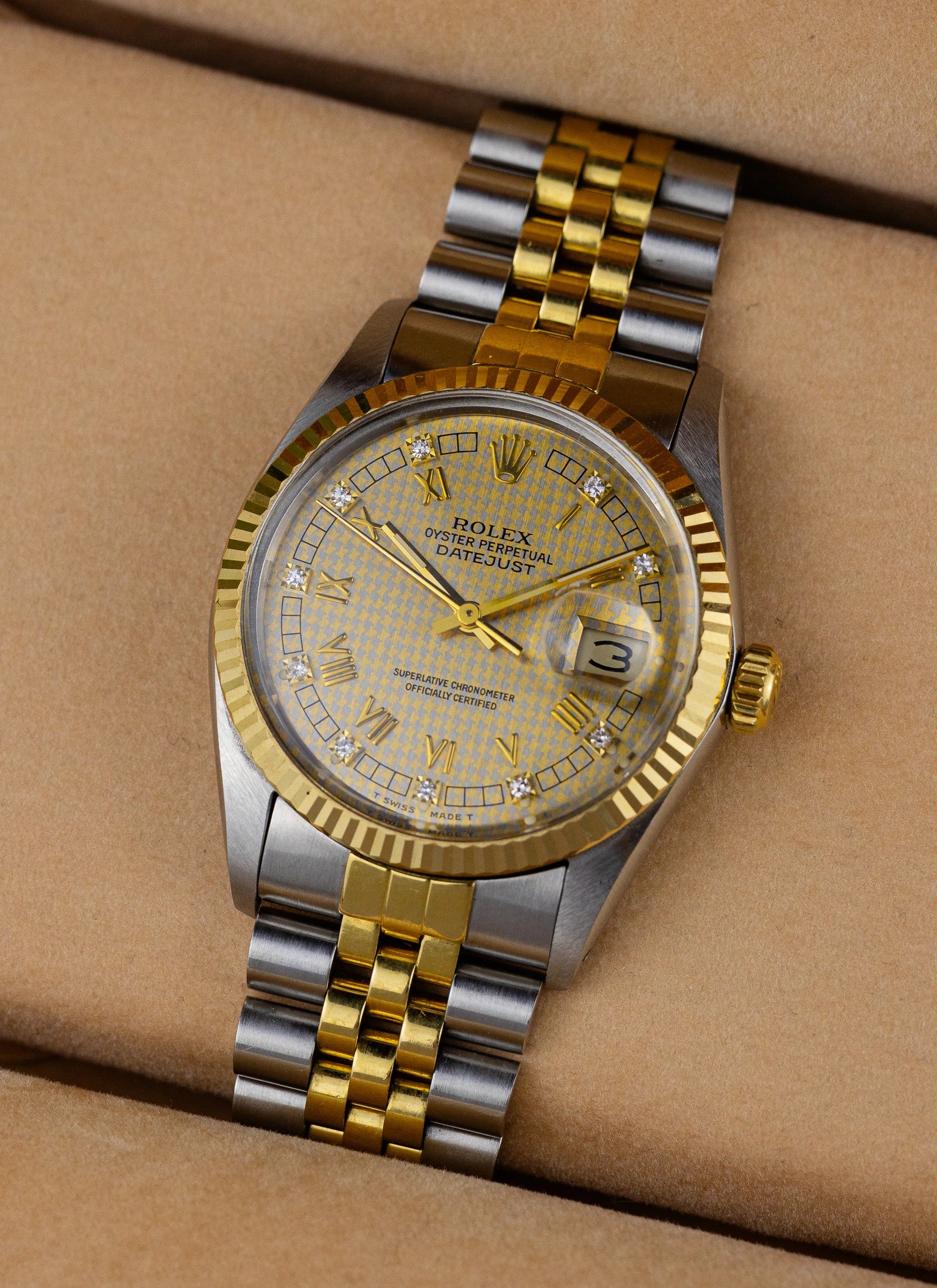 1986 Rolex Datejust 16013 Houndstooth Diamond Dial