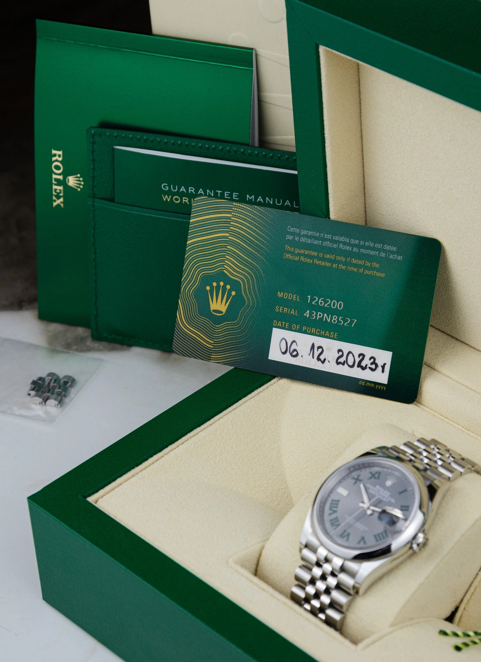 2023 Rolex Datejust Wimbledon 126200 Full Set Kruk