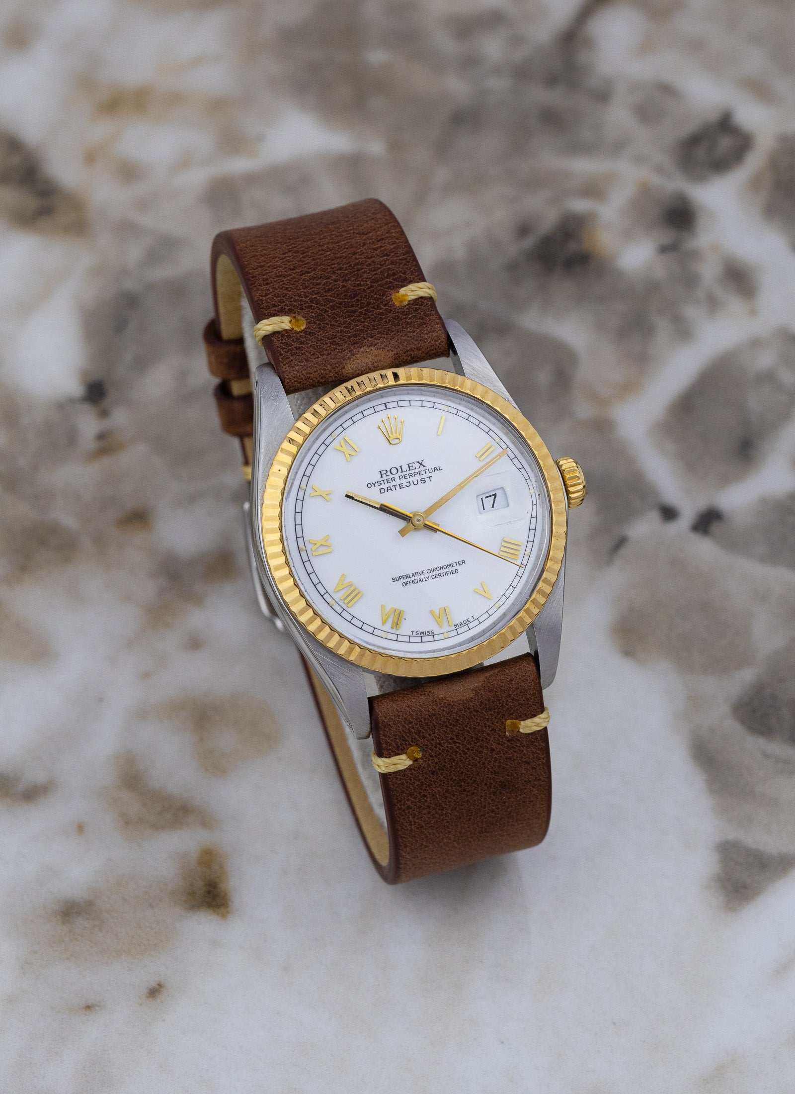 1985 Rolex Datejust Bicolor 16013 White Roman Dial Serviced