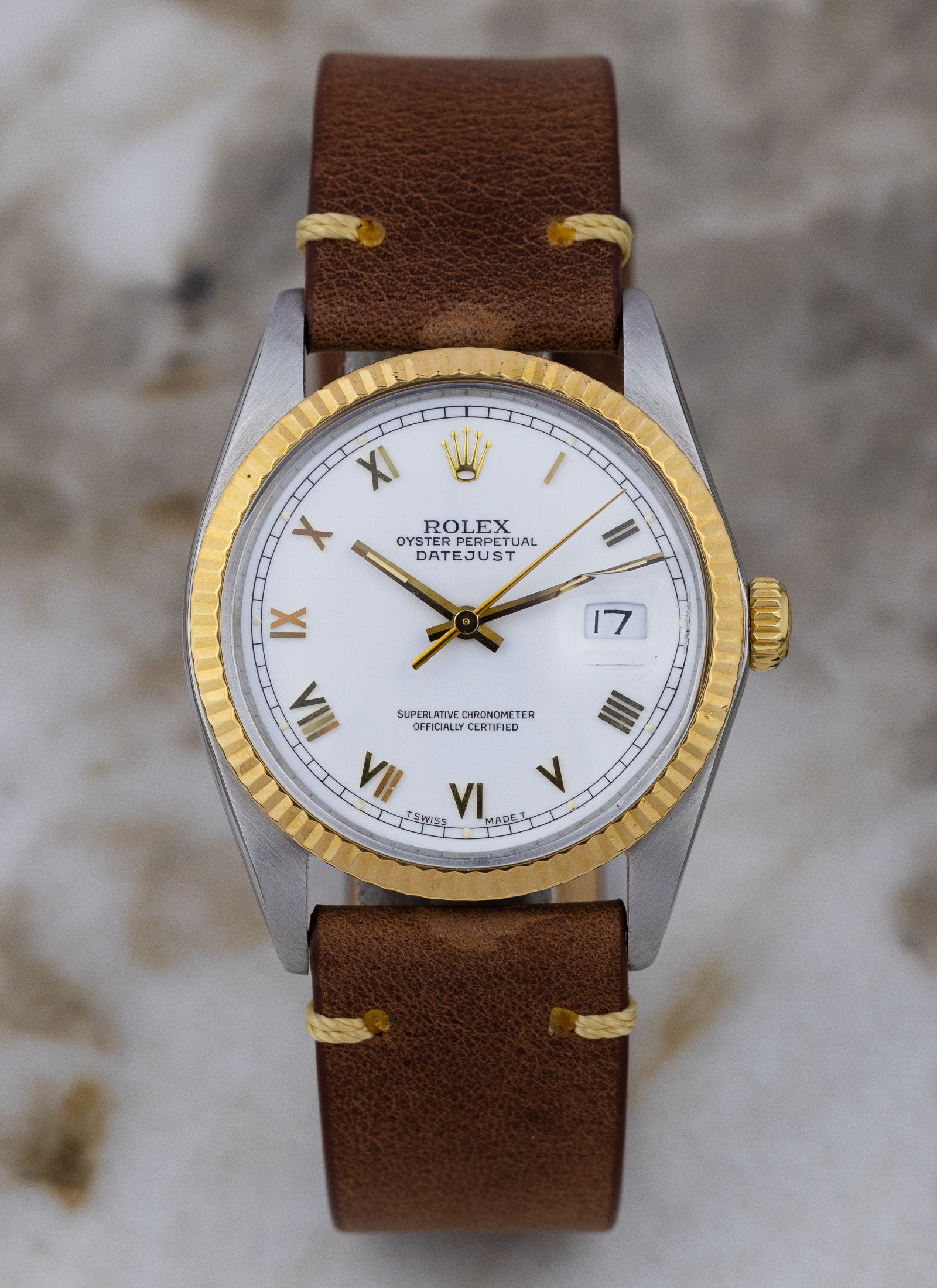 1985 Rolex Datejust Bicolor 16013 White Roman Dial Serviced