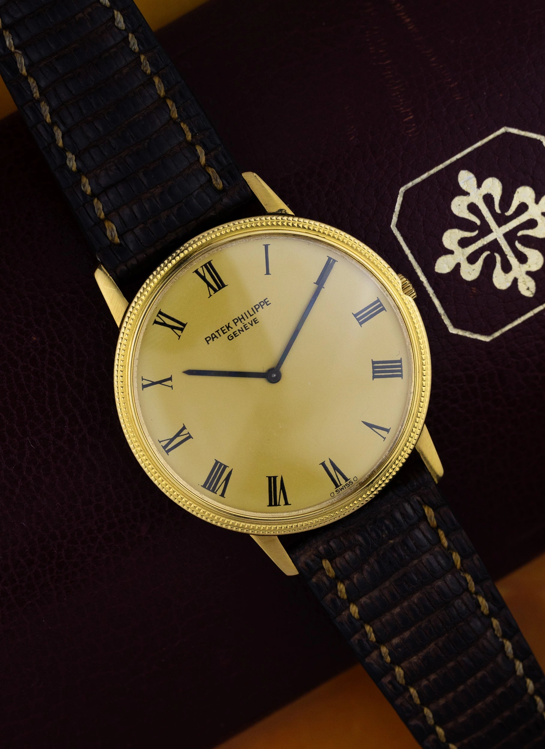 1970s 18K Patek Philippe Calatrava 3590 Clous de Paris Sigma Roman Dial