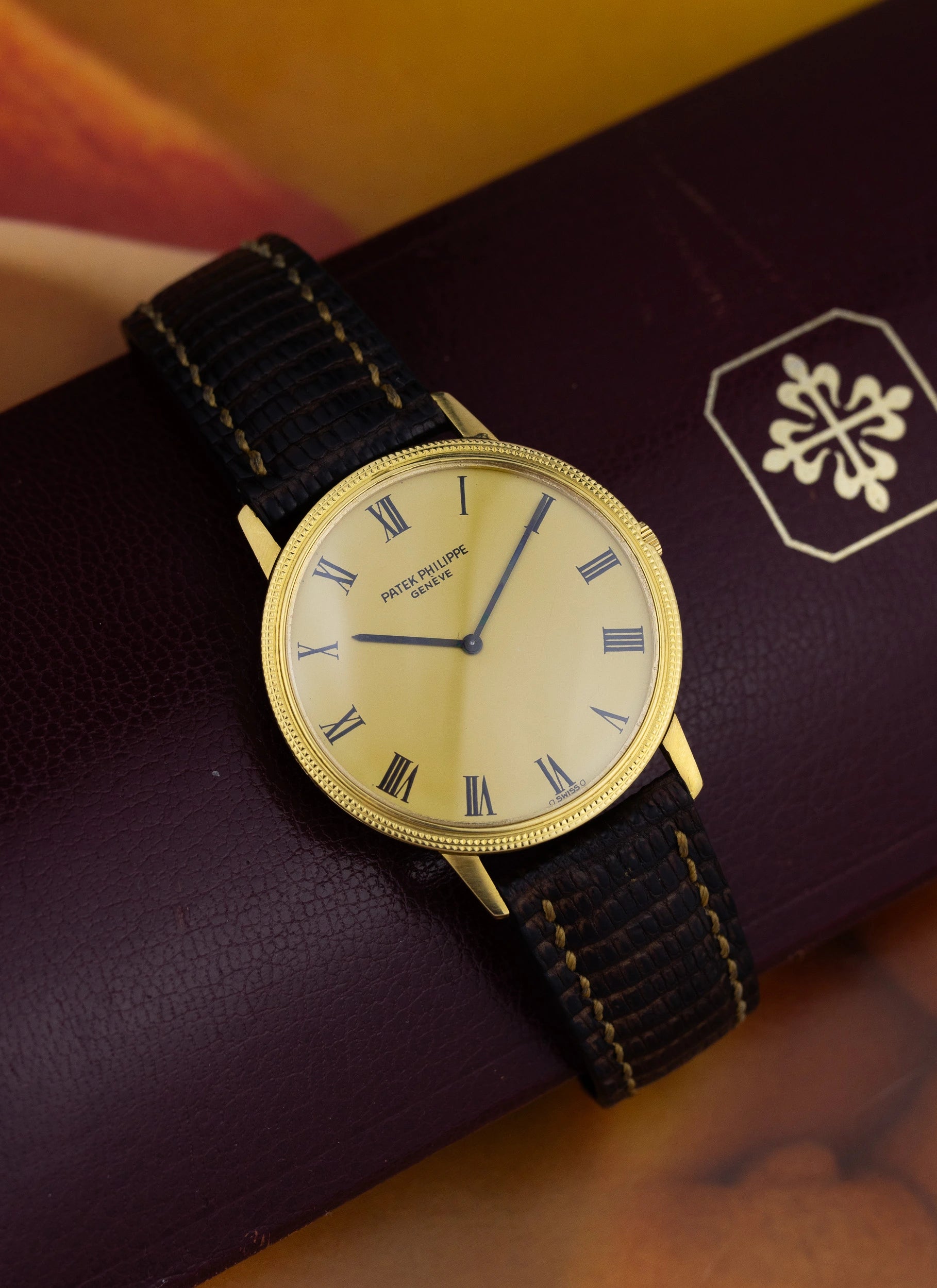 1970s 18K Patek Philippe Calatrava 3590 Clous de Paris Sigma Roman Dial