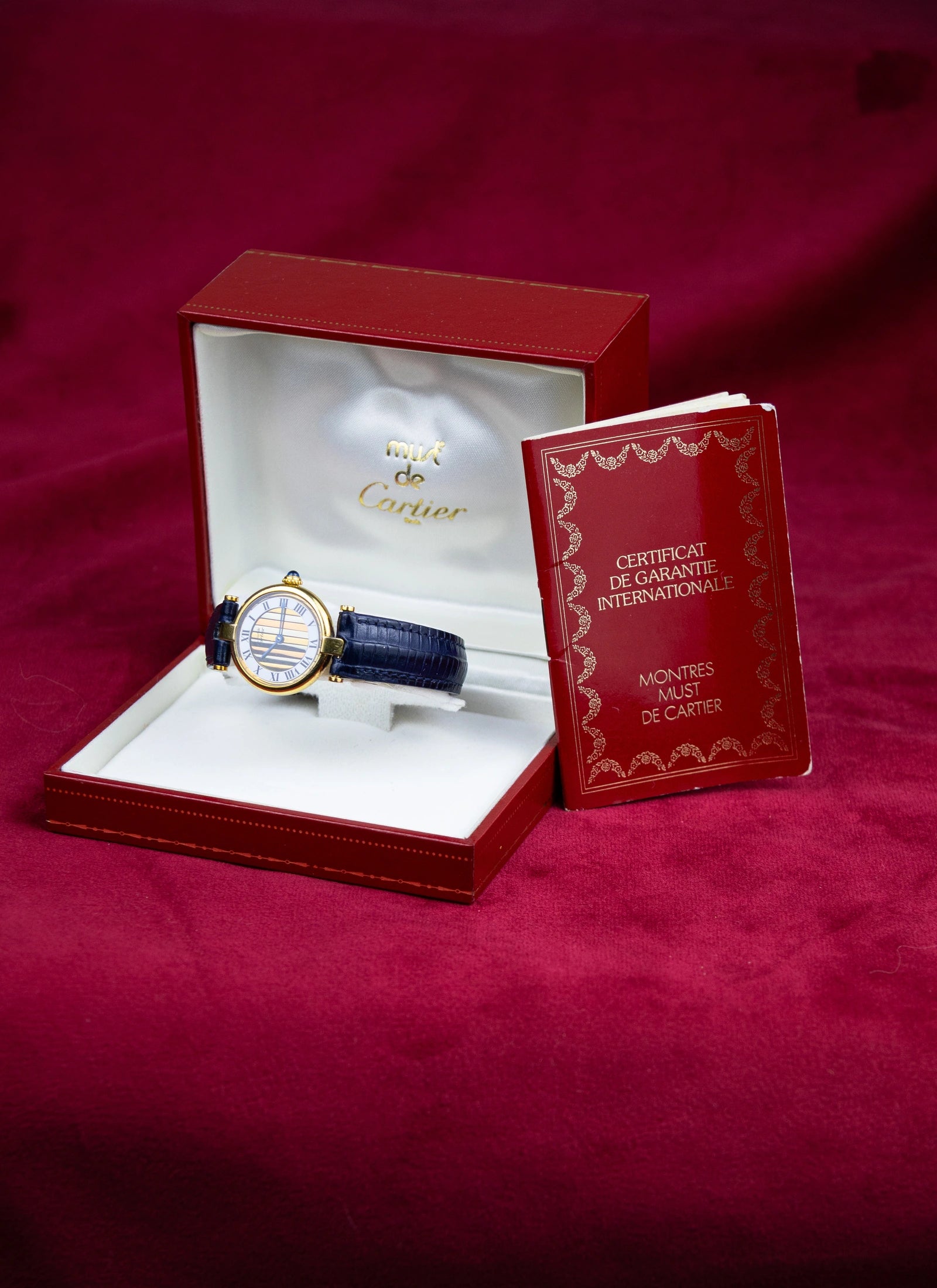 1990s Must De Cartier Vendome 590004 Trinity Dial Full Set