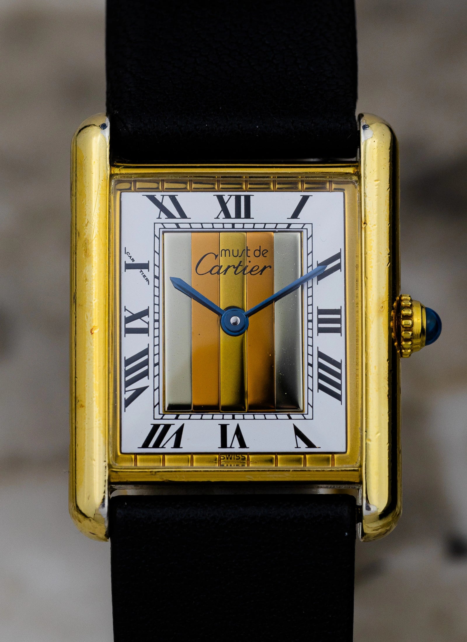 1990 Must de Cartier Tank Trinity Dial 590005 Papers & Travel Pouch