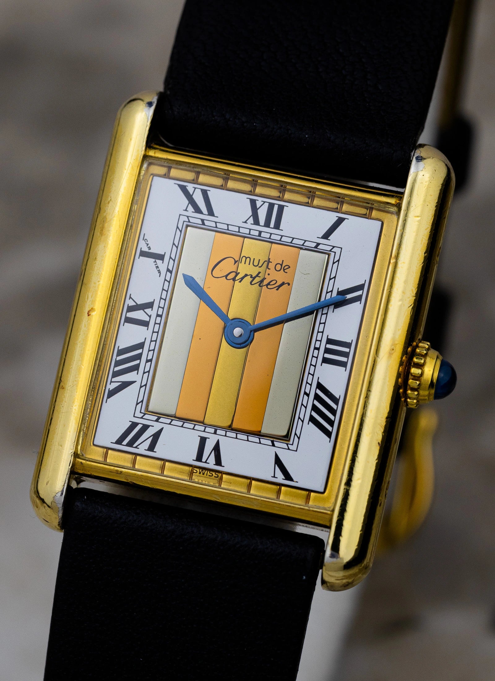 1990 Must de Cartier Tank Trinity Dial 590005 Papers & Travel Pouch