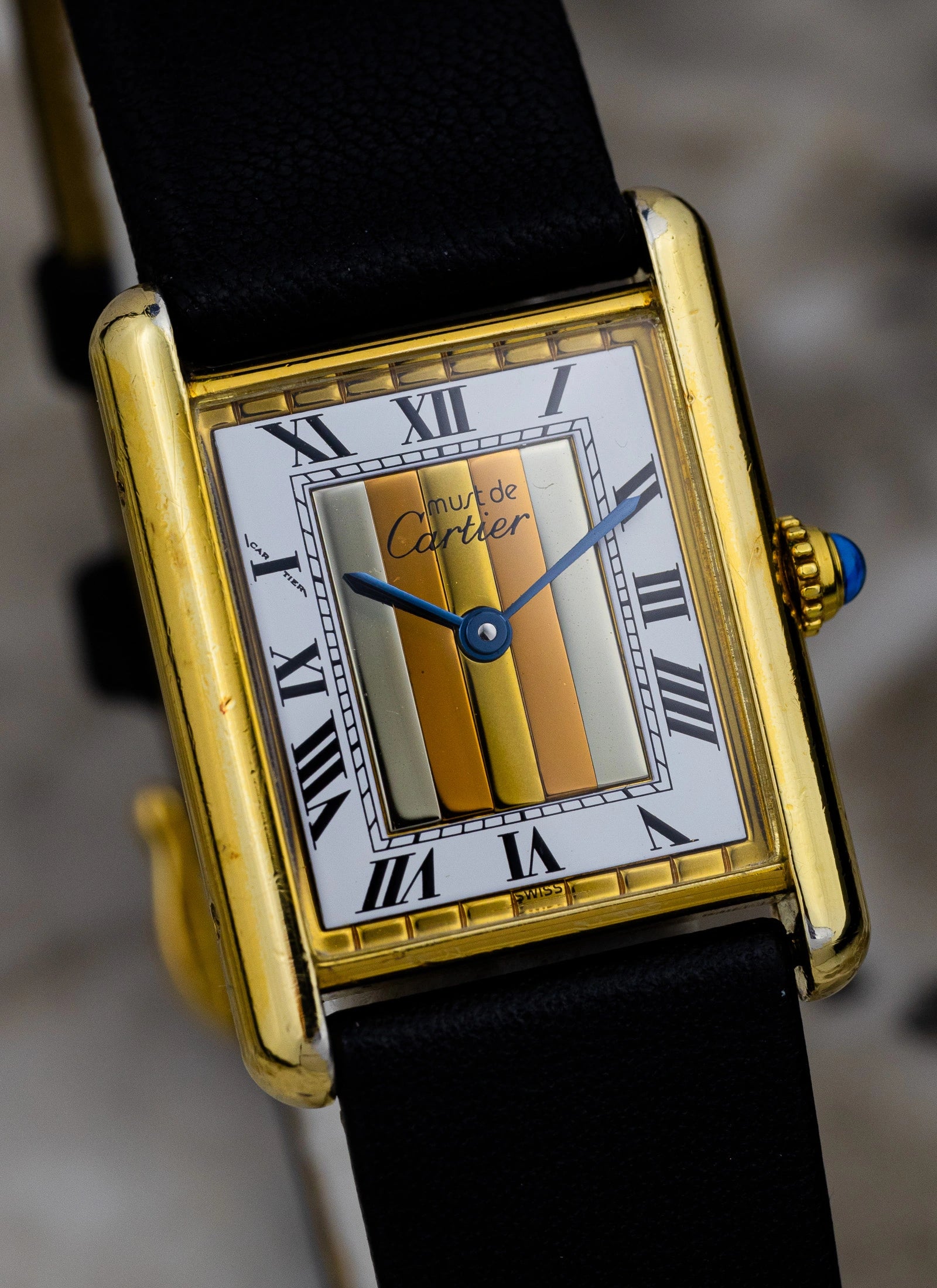 1990 Must de Cartier Tank Trinity Dial 590005 Papers & Travel Pouch